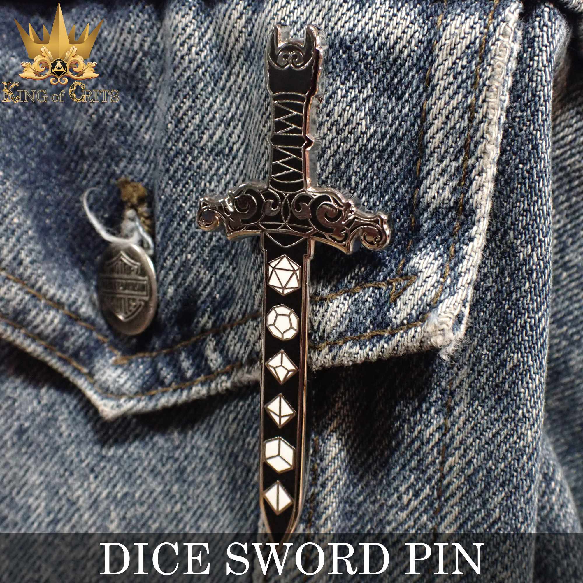 Dice Sword Enamel Pin