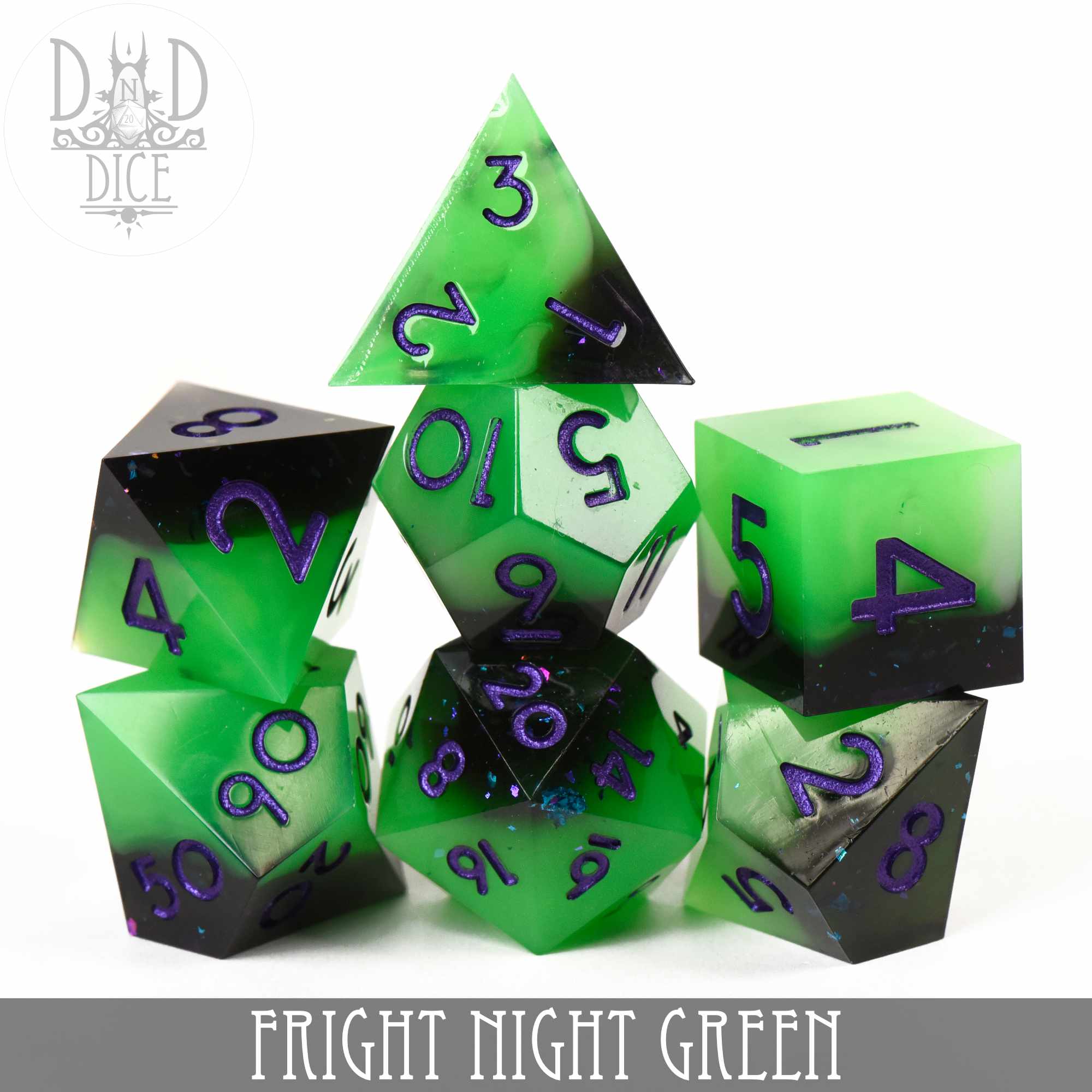 Fright Night Green Handmade Dice Set