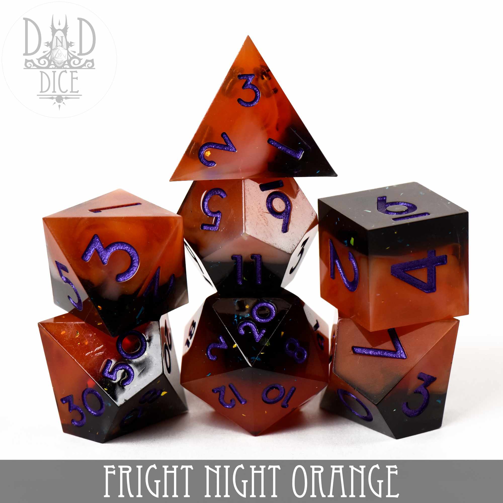 Fright Night Orange Handmade Dice Set