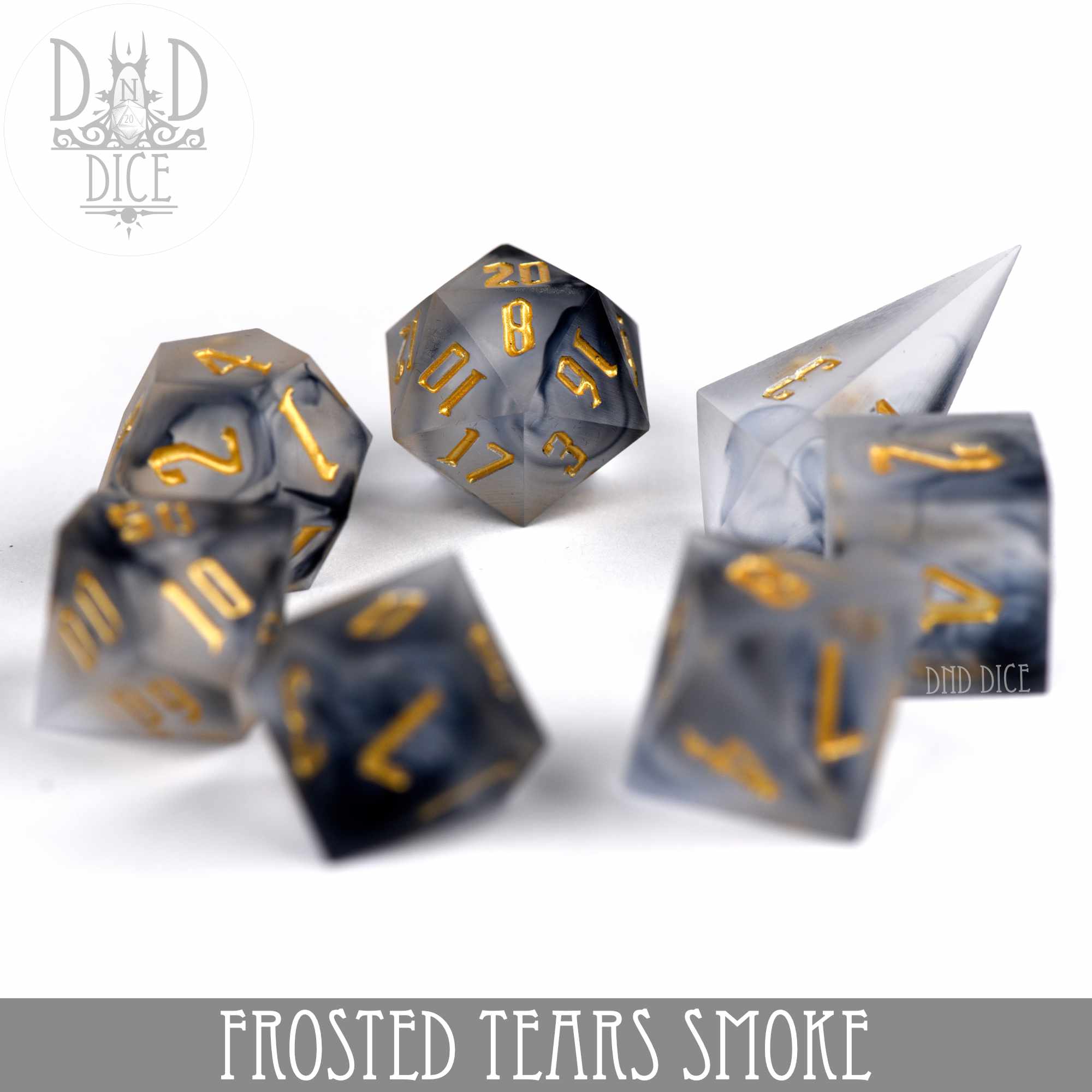 Frosted Tears Smoke Handmade Dice Set