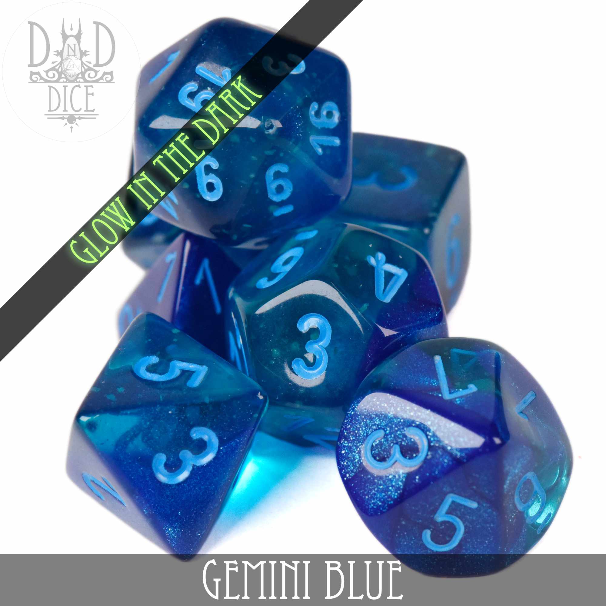 Gemini Blue Luminary Dice Set