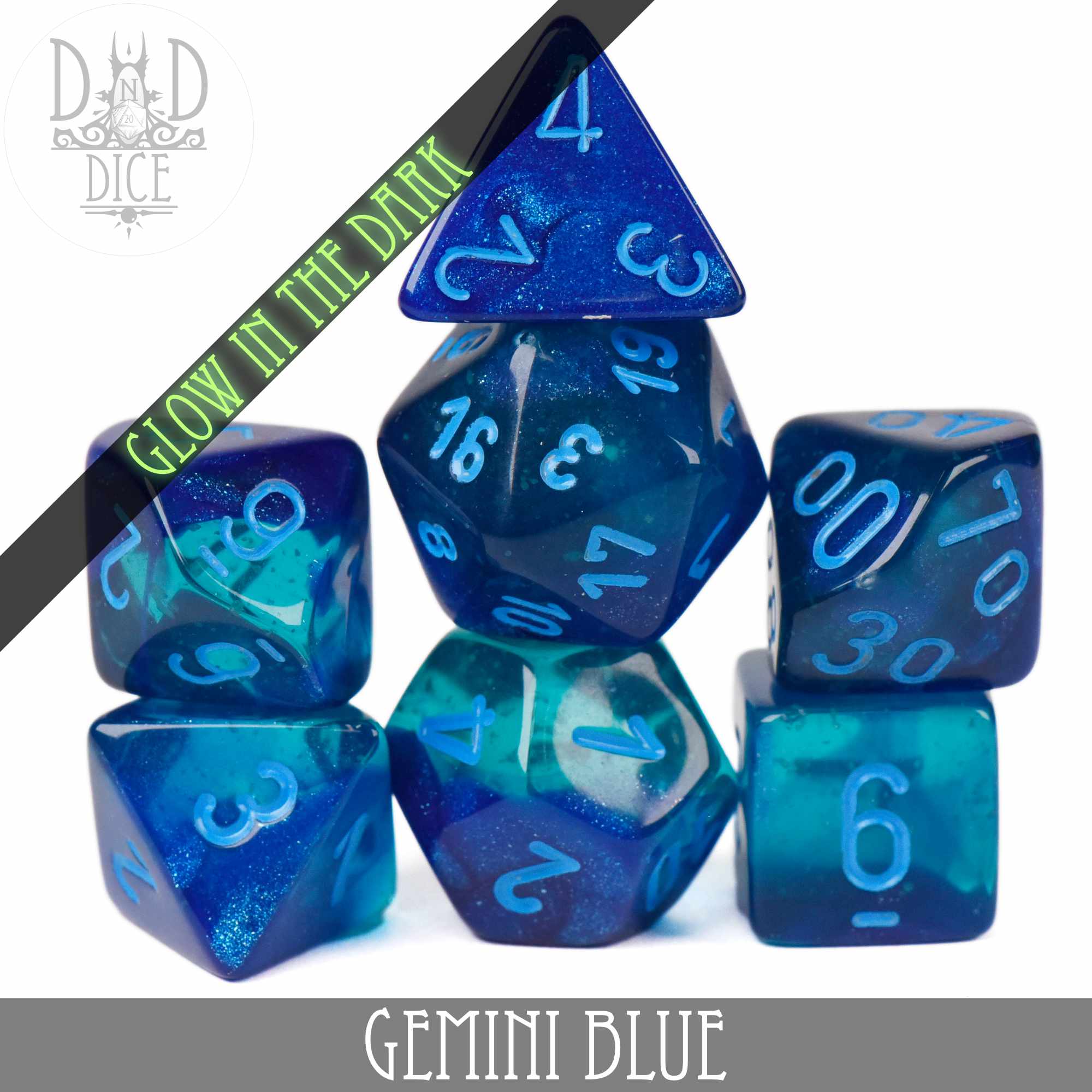 Gemini Blue Luminary Dice Set