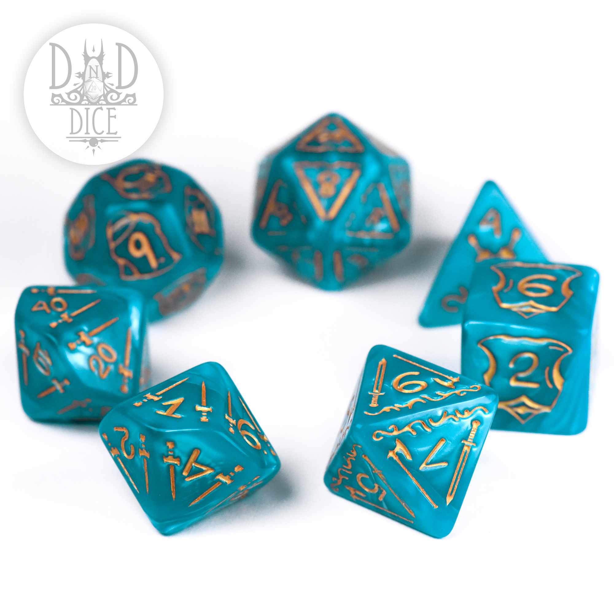 Giant Fighter Teal Dice Set (Oversize)