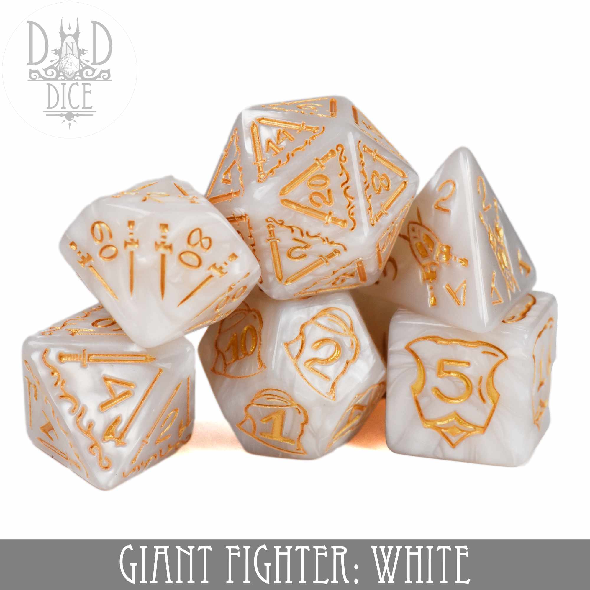 Giant Fighter White Dice Set (Oversize)