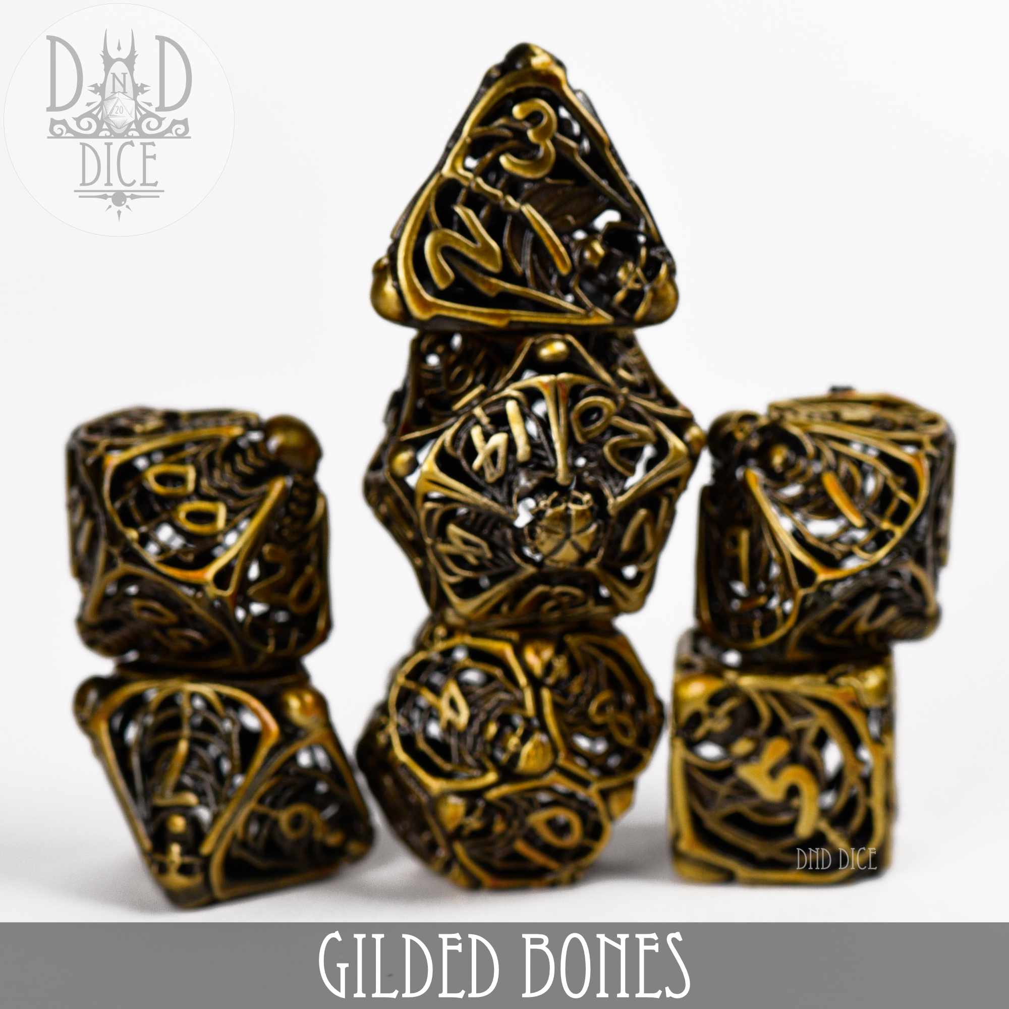 Gilded Bones Hollow Metal Dice Set (Gift Box)