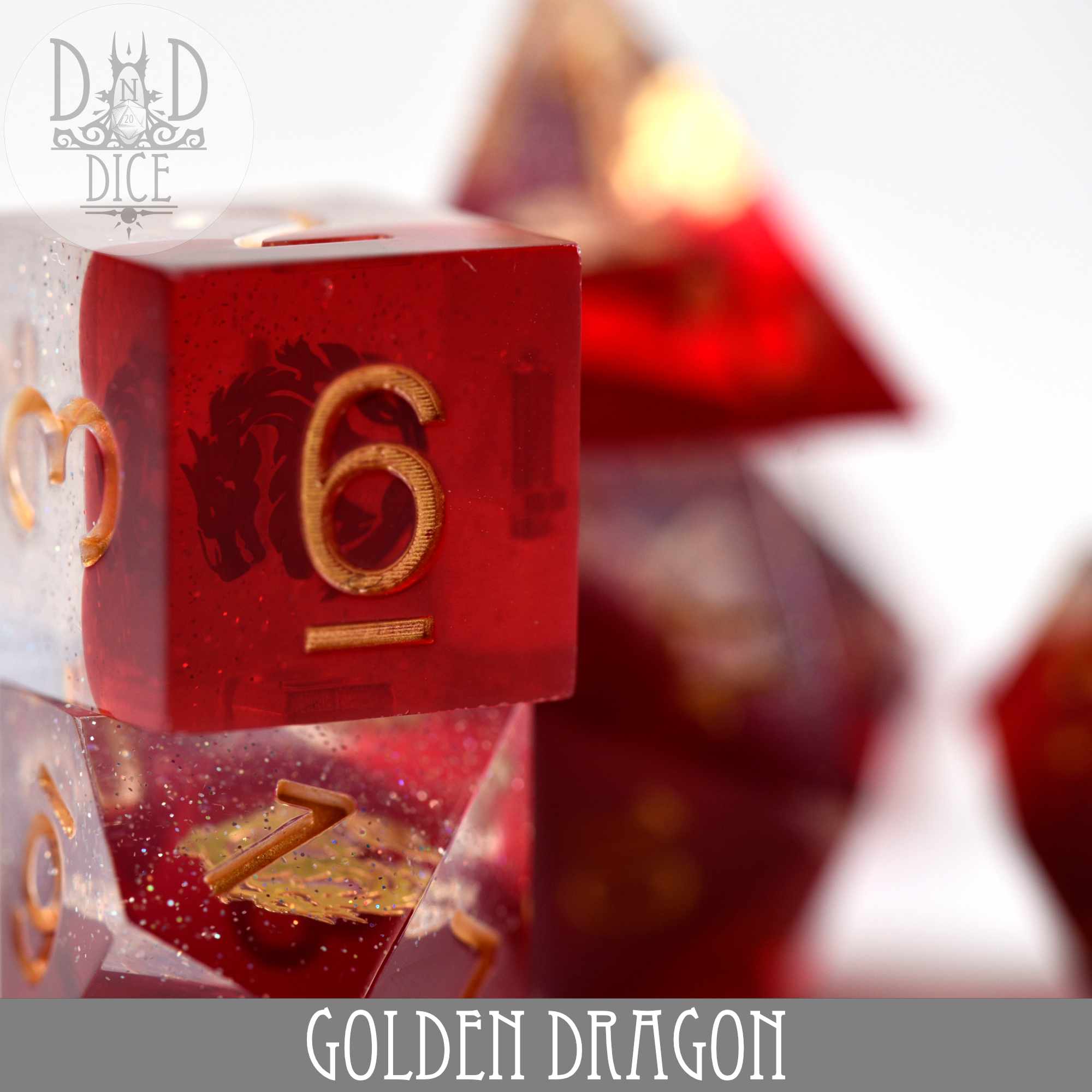 Golden Dragon Handmade Dice Set