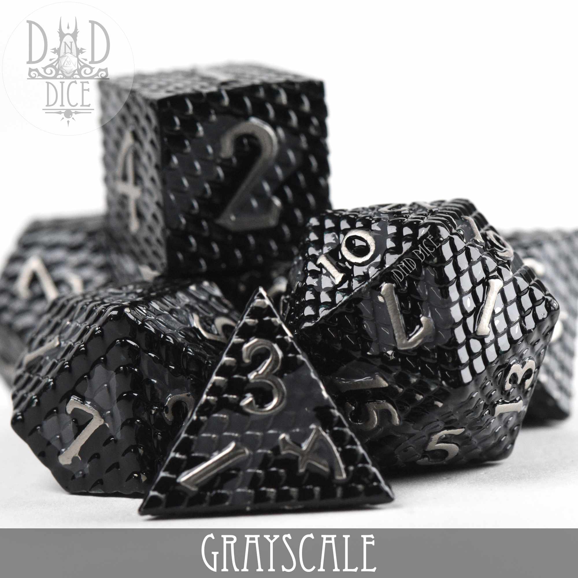 Grayscale Metal Dice Set