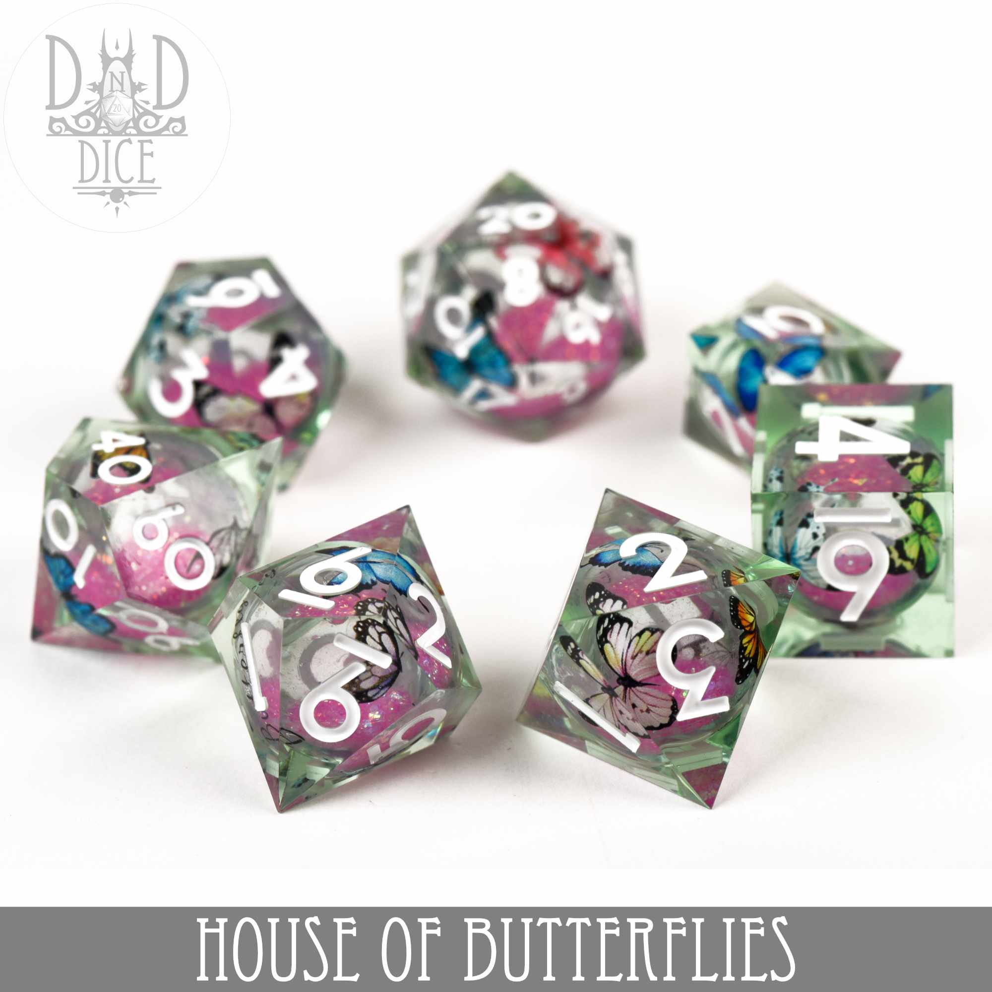 House of Butterflies Liquid Core Dice Set