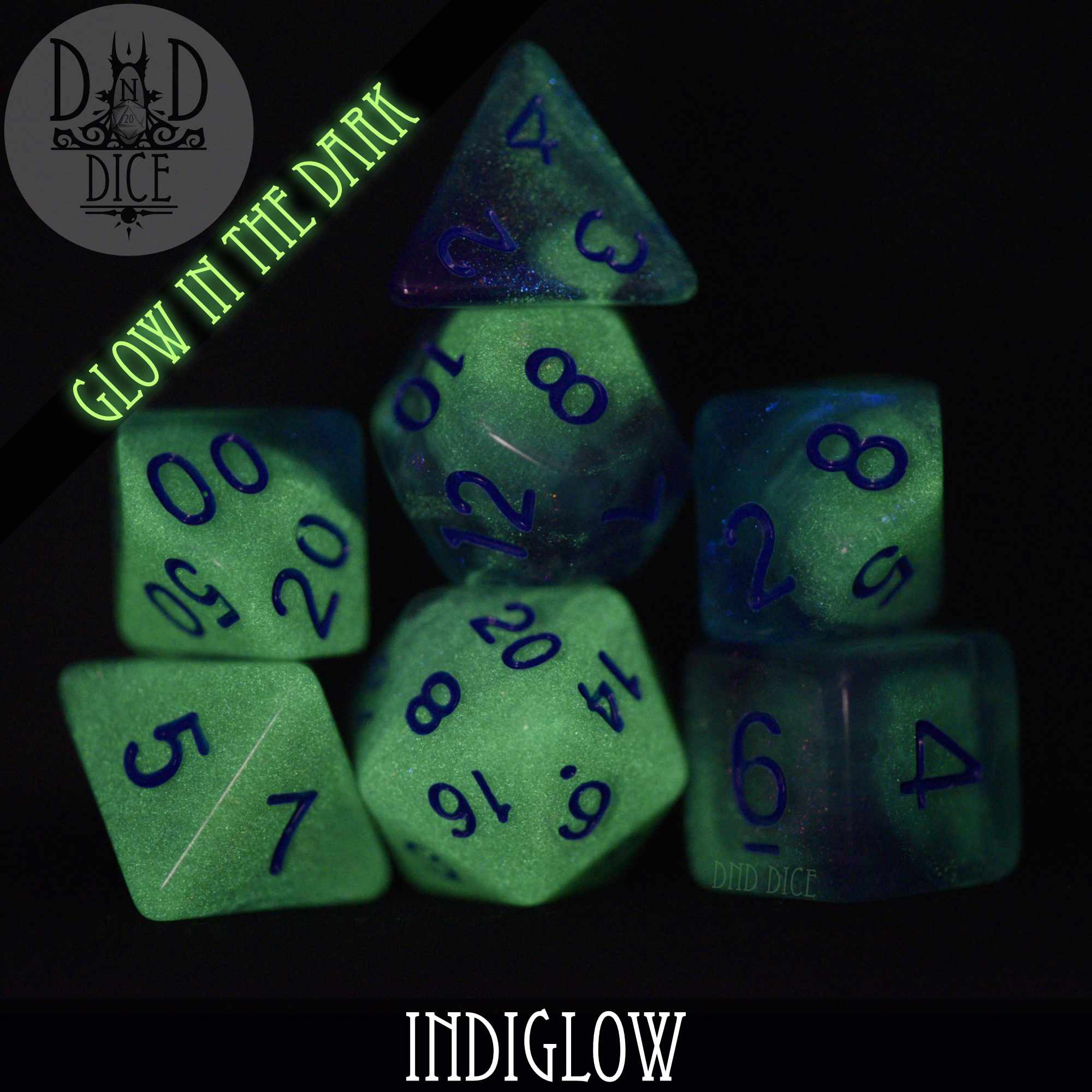 Indiglow Glow in the Dark Dice Set