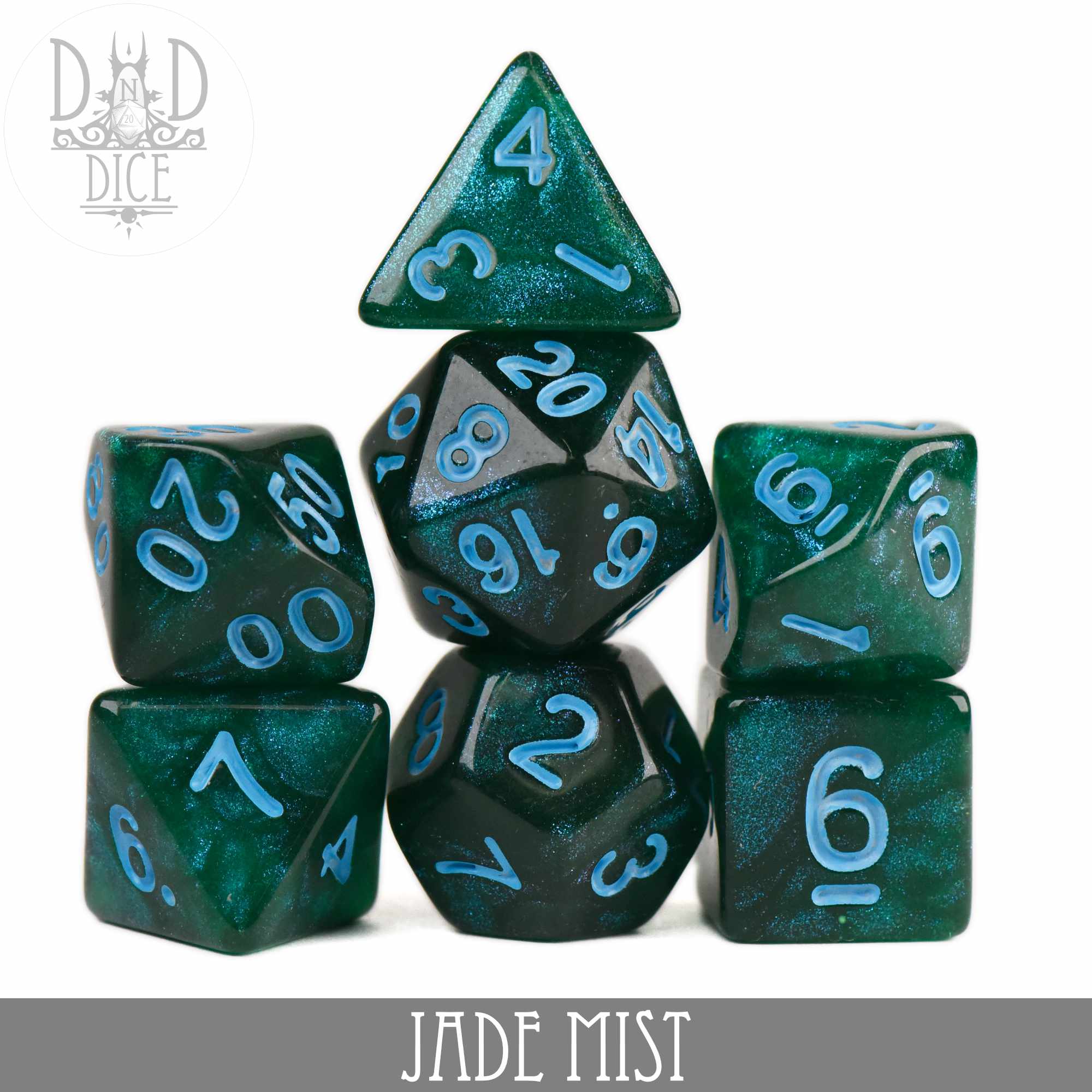 Jade Mist Glitter Dice Set