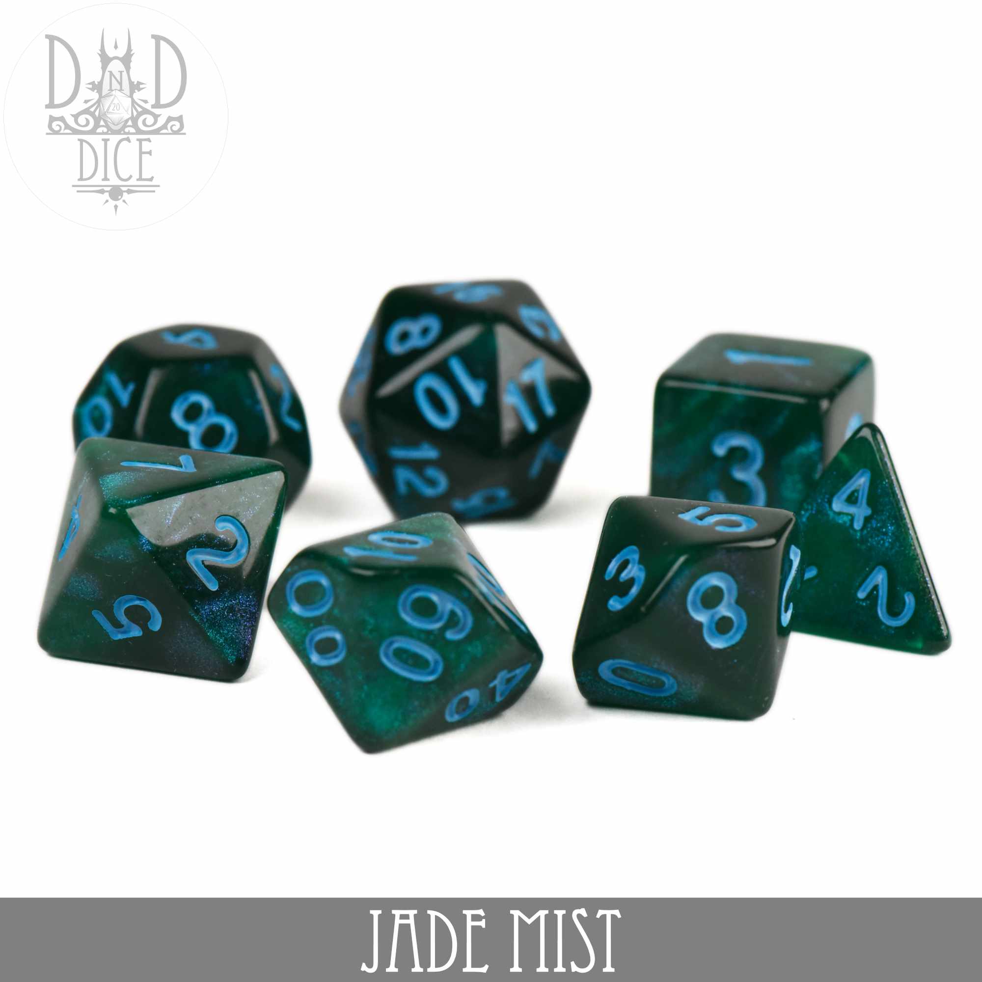 Jade Mist Glitter Dice Set