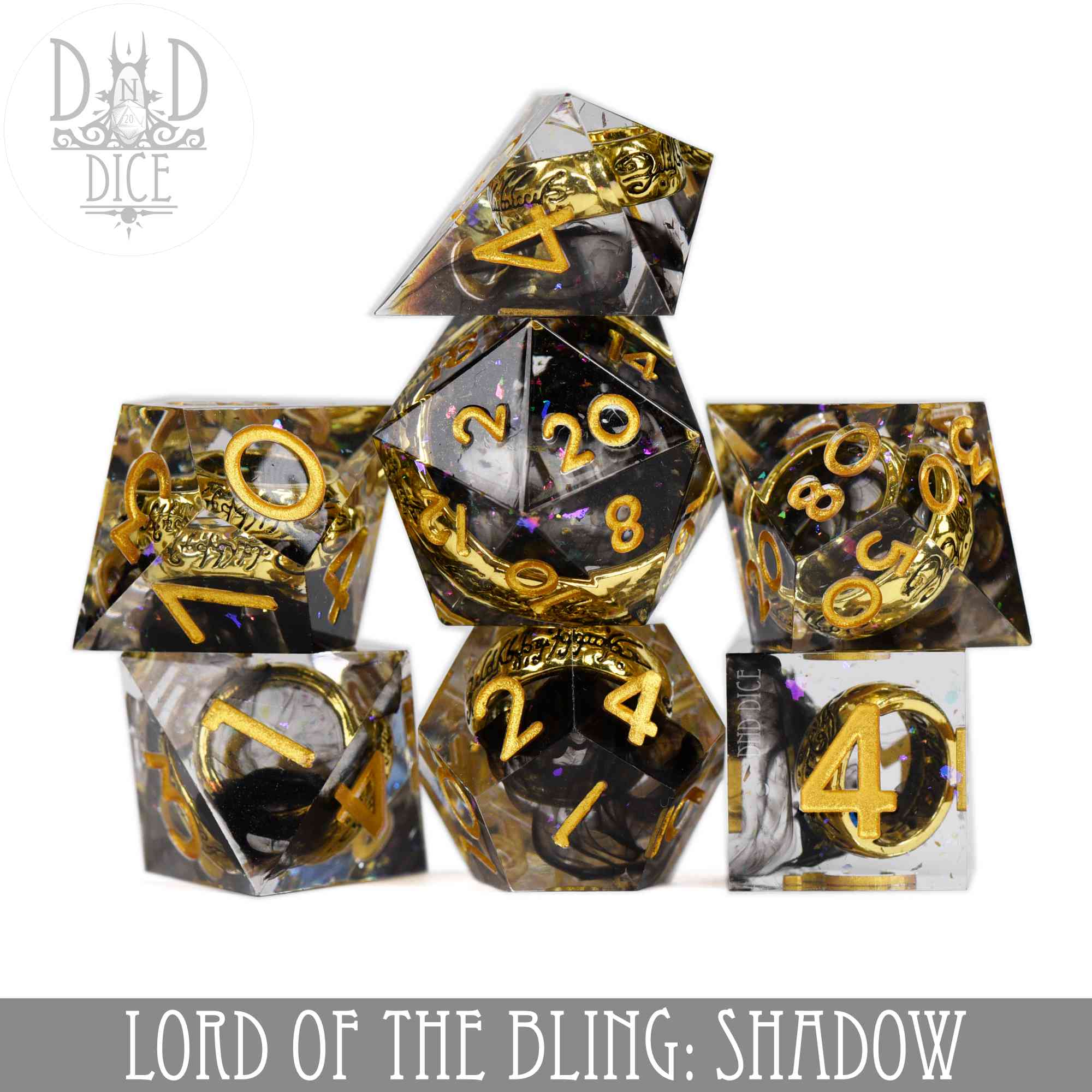 Lord of the Bling: Shadow Handmade Dice Set