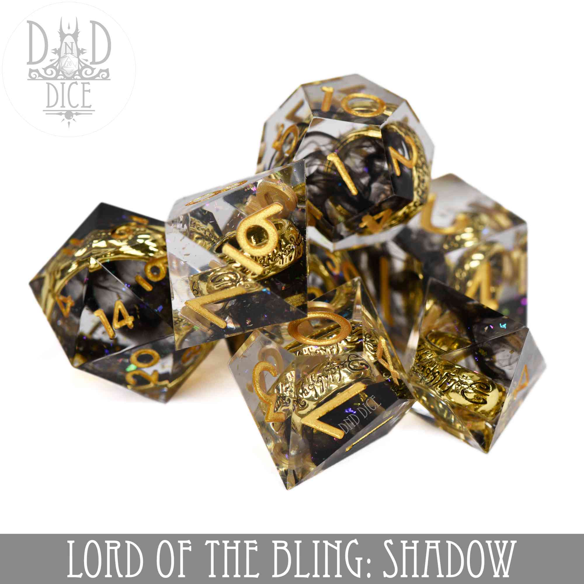 Lord of the Bling: Shadow Handmade Dice Set