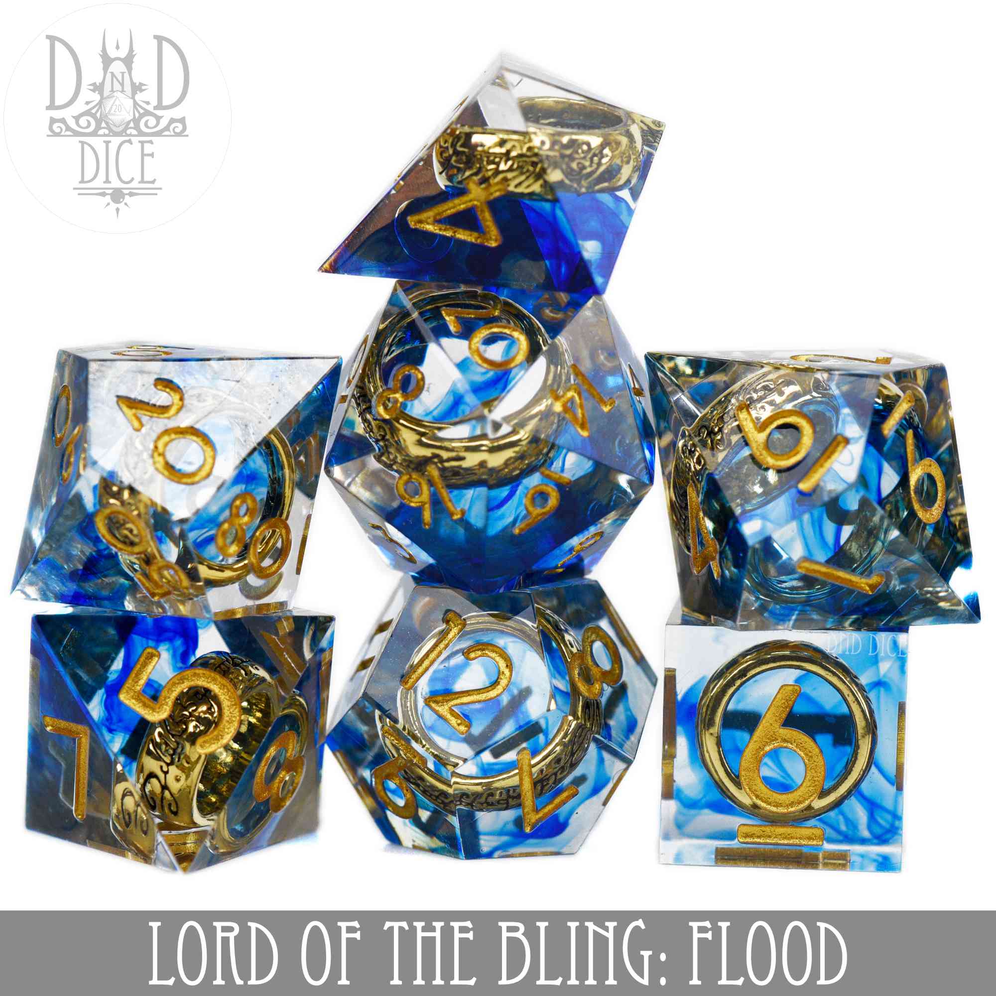 Lord of the Bling: Flood Handmade Dice Set