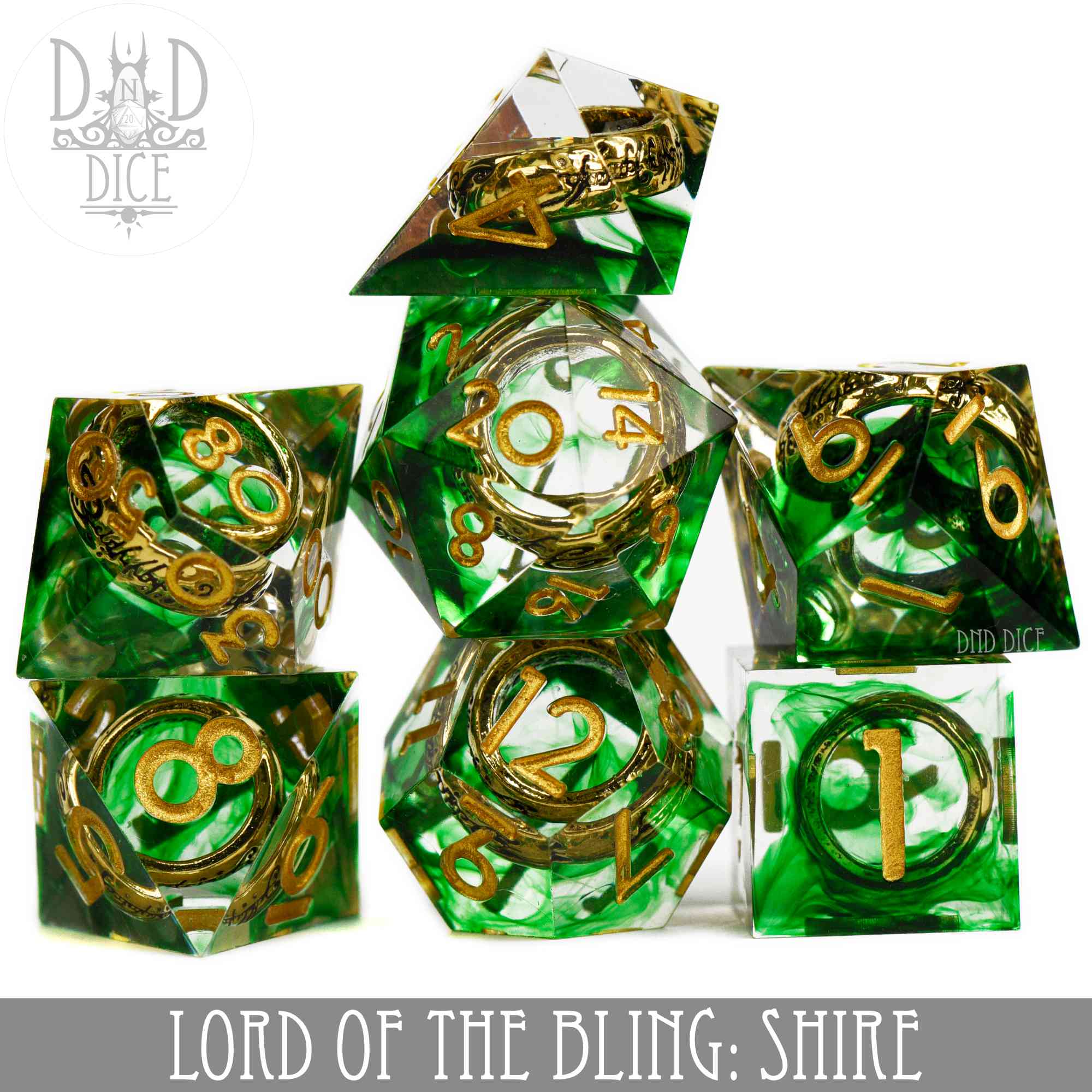 Lord of the Bling: Shire Handmade Dice Set