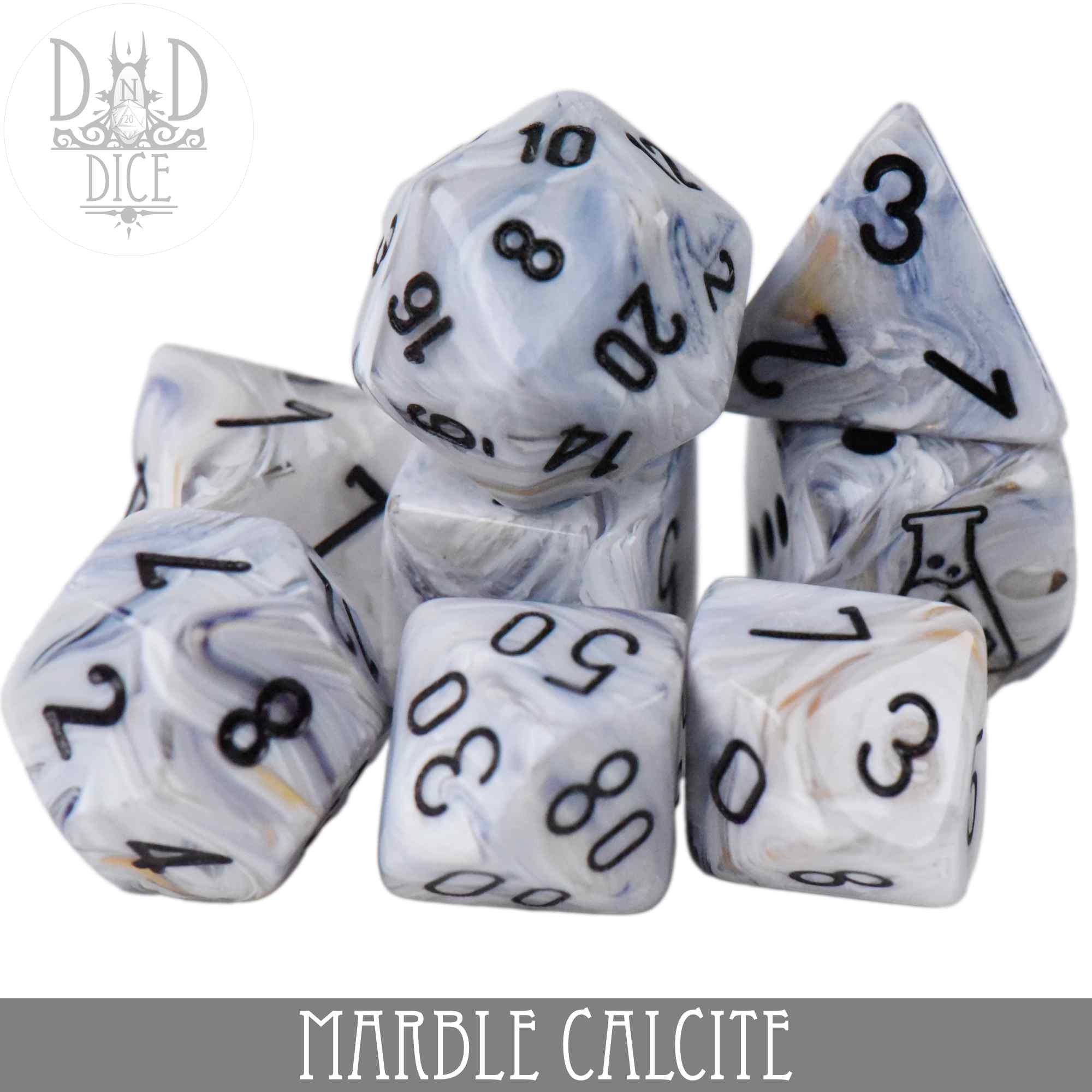 Marble Calcite 8 Dice Set