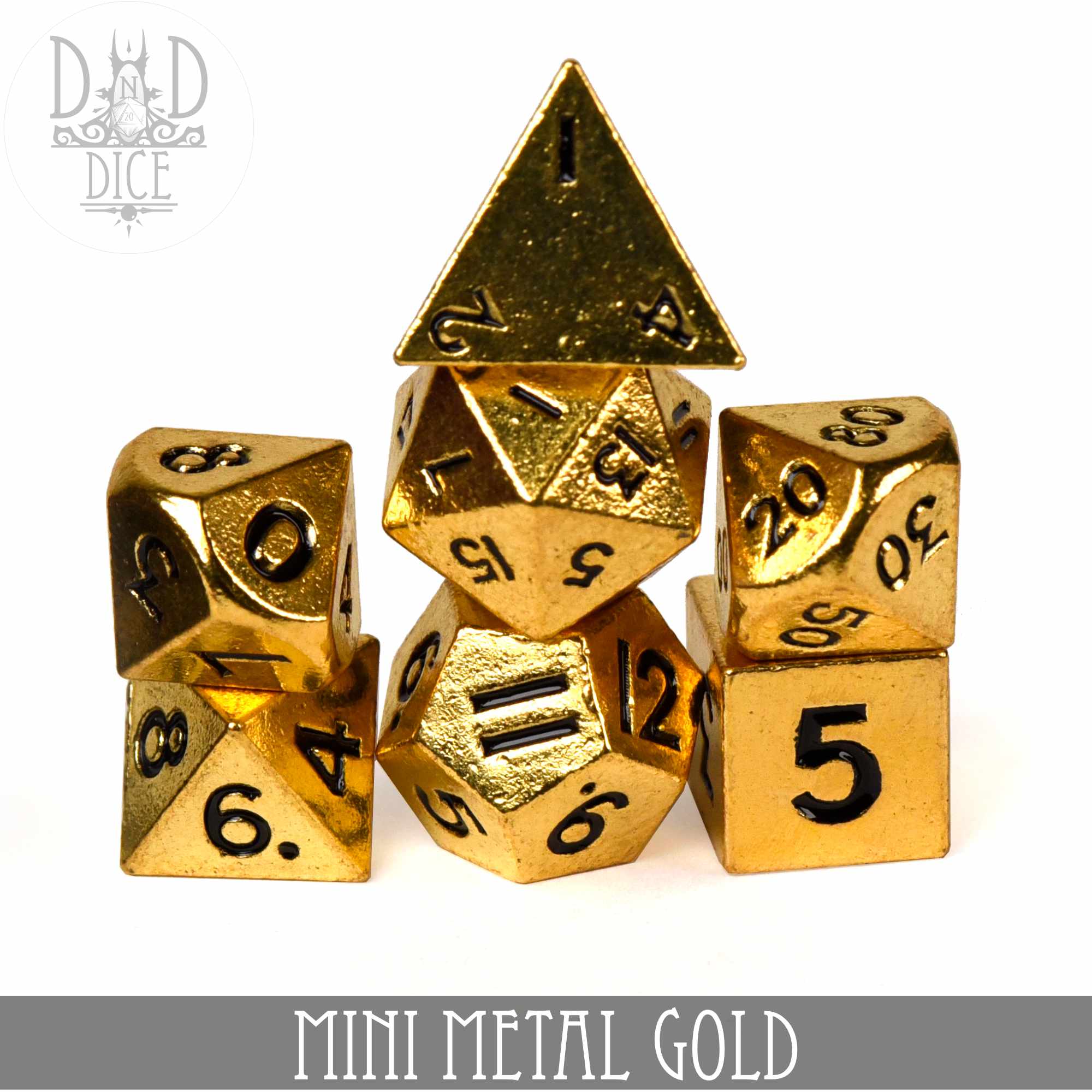 Mini Metal Gold Dice Set (10mm)