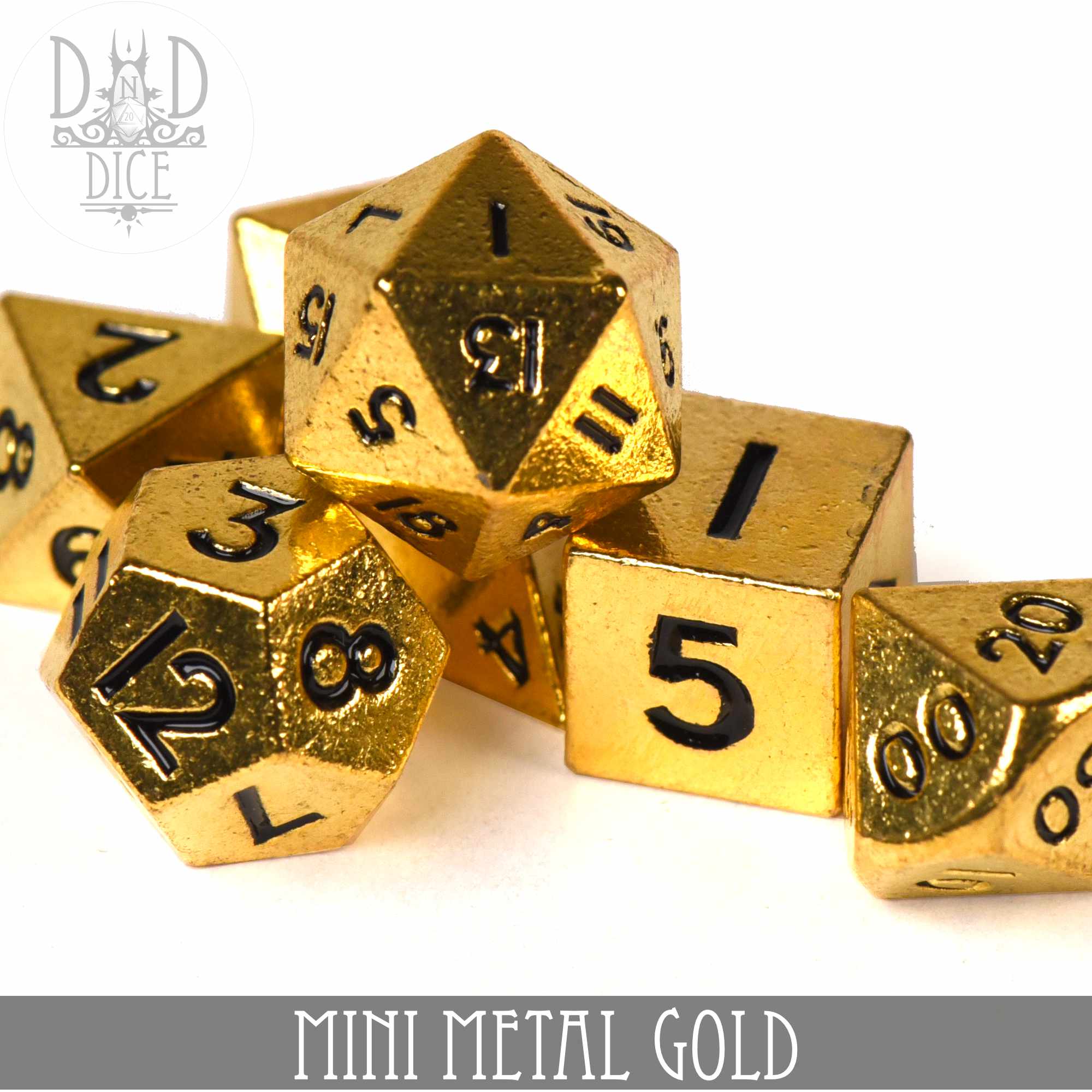 Mini Metal Gold Dice Set (10mm)