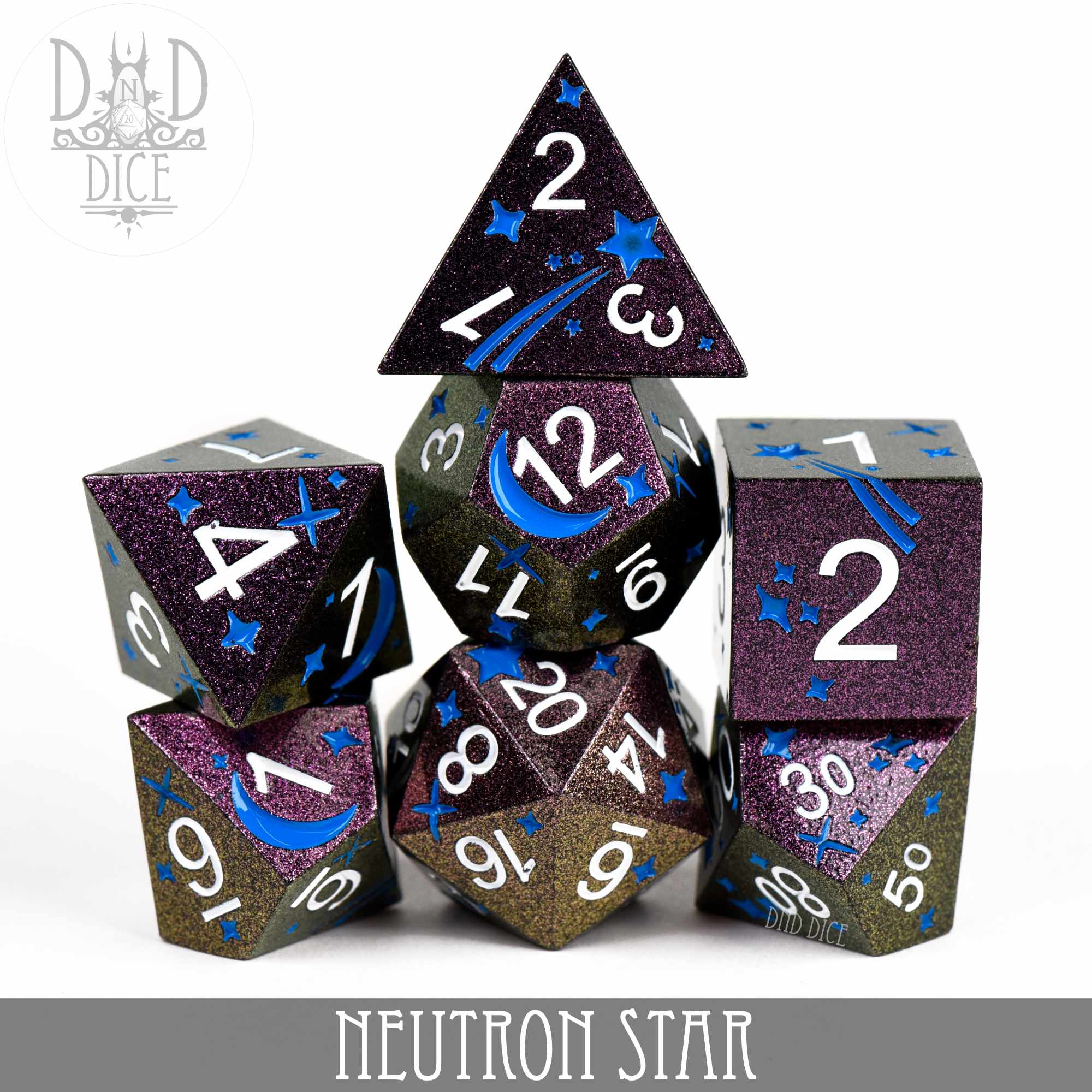 Neutron Star Metal Dice Set