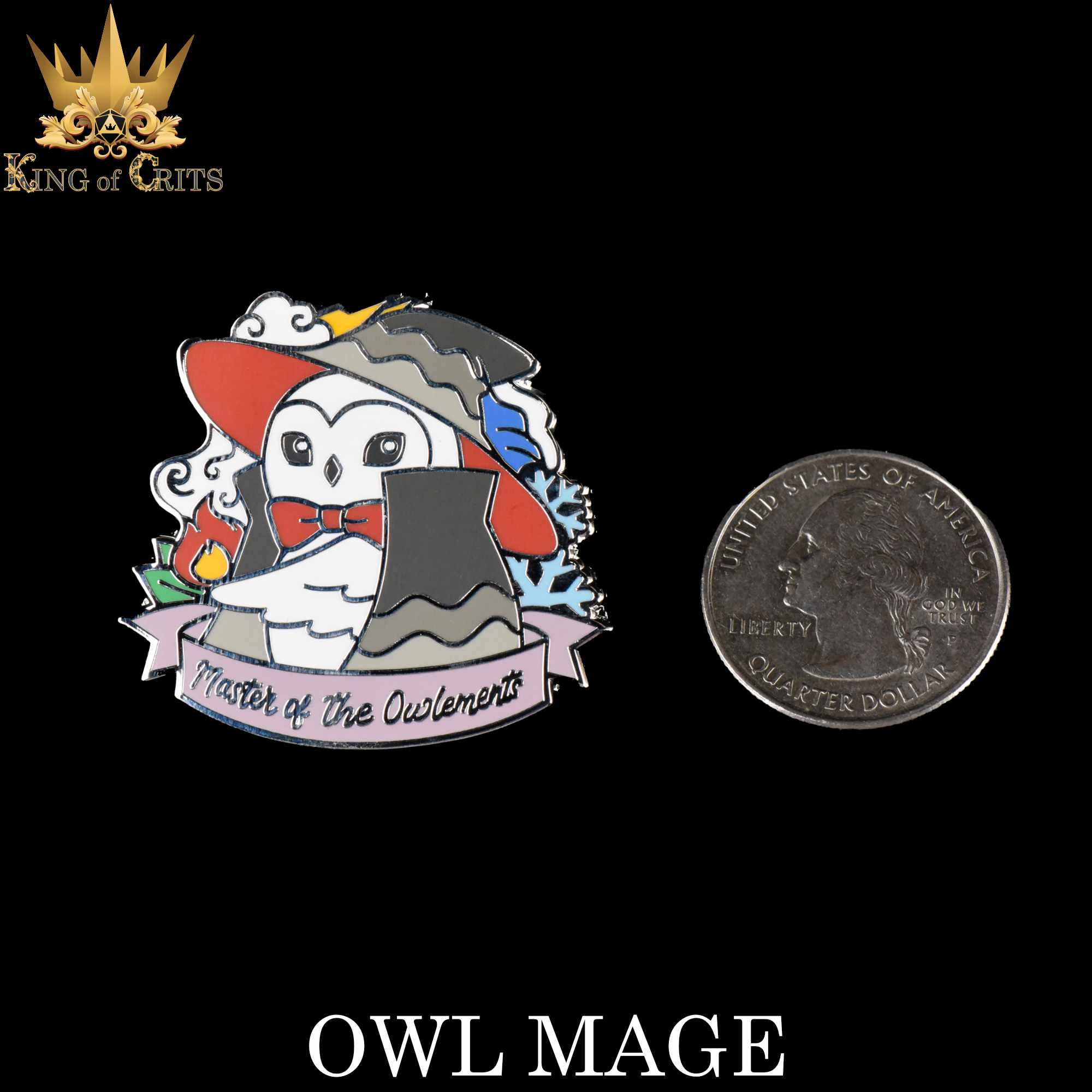 Owl Mage Silver Enamel Pin (Black Friday)