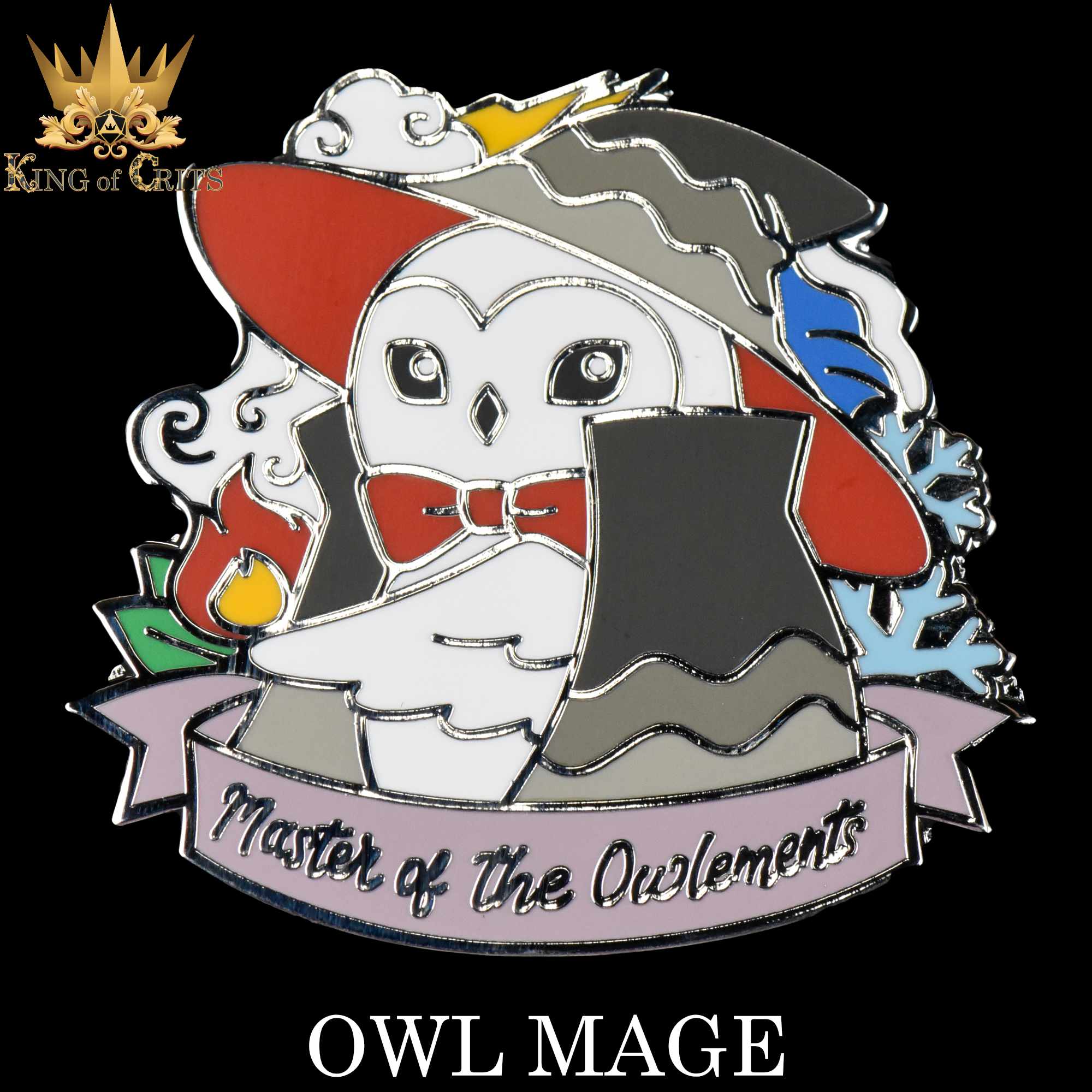 Owl Mage Silver Enamel Pin (Black Friday)