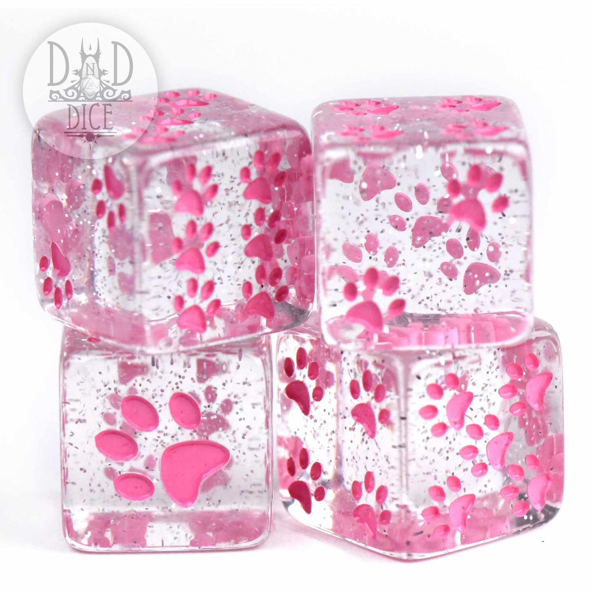 Paws Pink 4D6 Dice Set