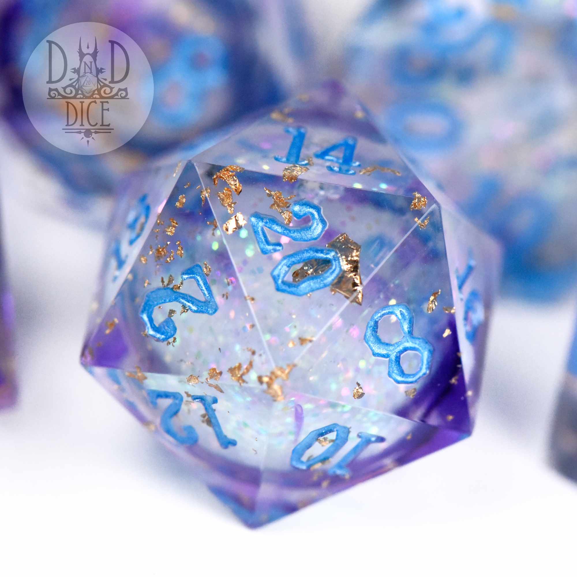 Periwinkle Powder Liquid Core Dice Set