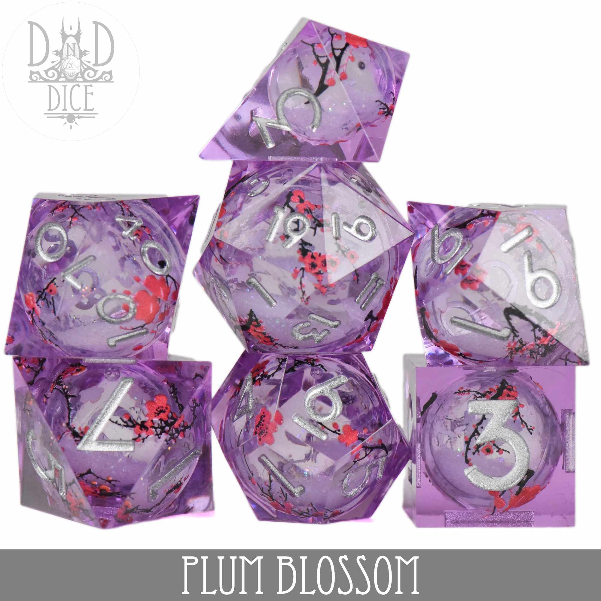 Plum Blossom Liquid Core Dice Set