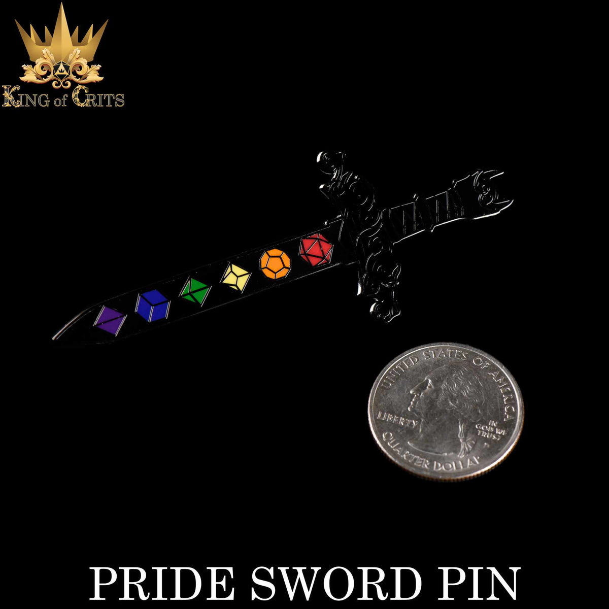 Polyhedral Dice Sword Pin