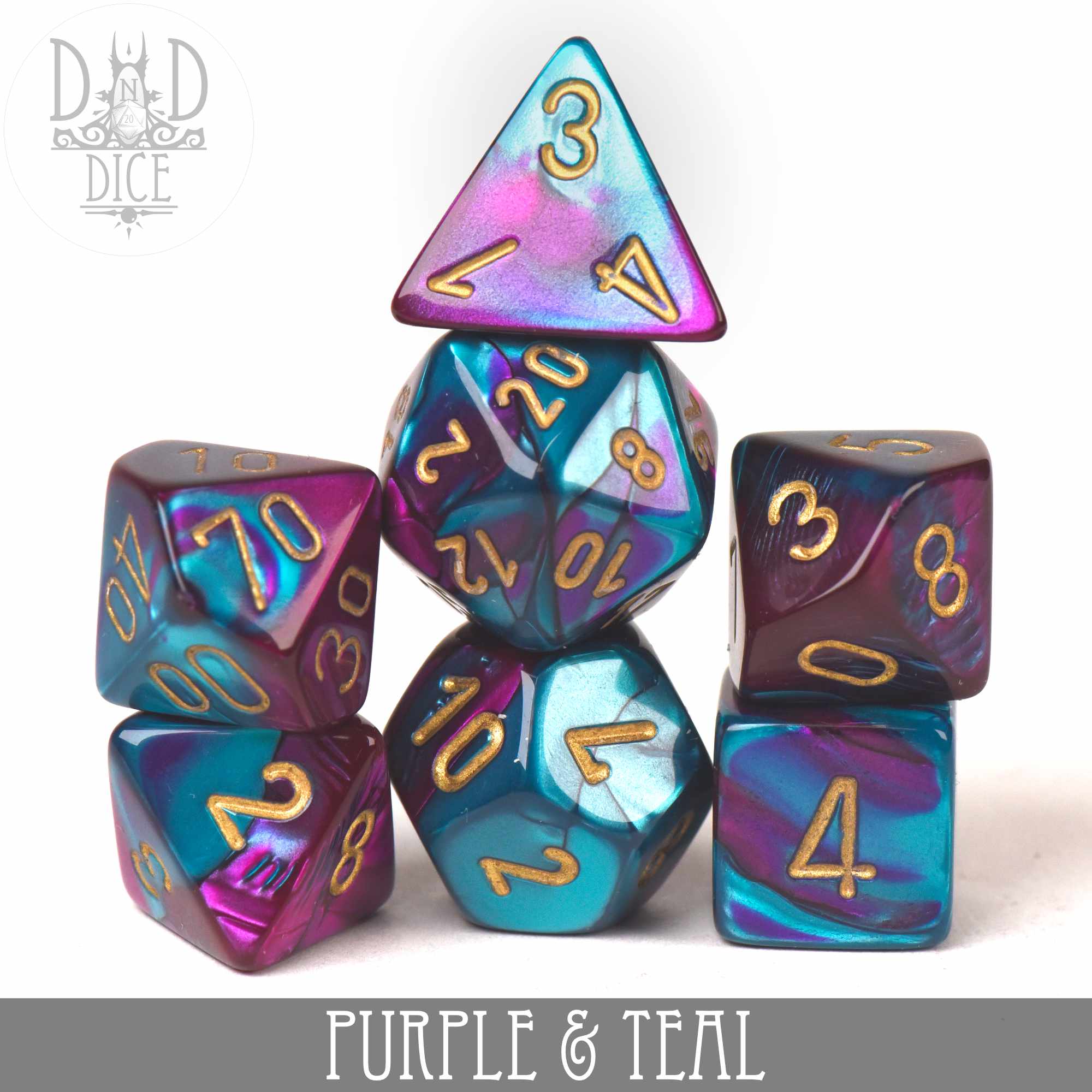 Gemini Purple-Teal Dice Set