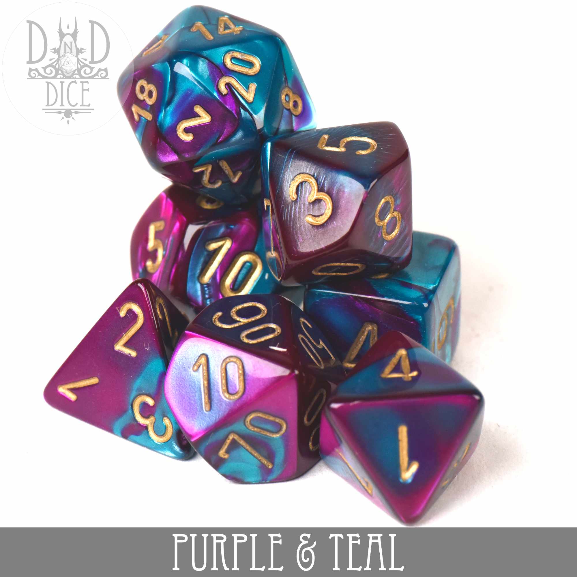 Gemini Purple-Teal Dice Set