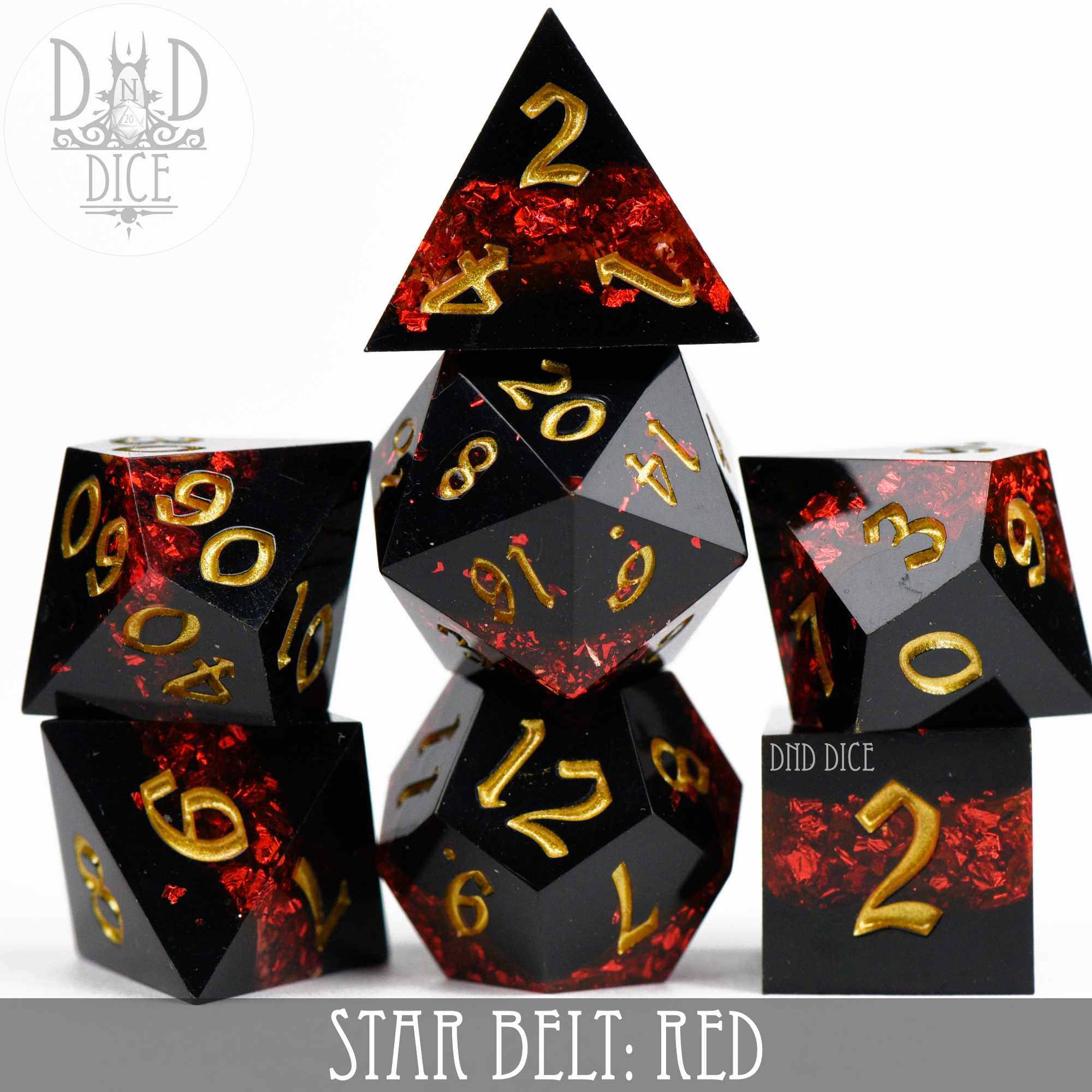 Star Belt: Red Handmade Dice Set
