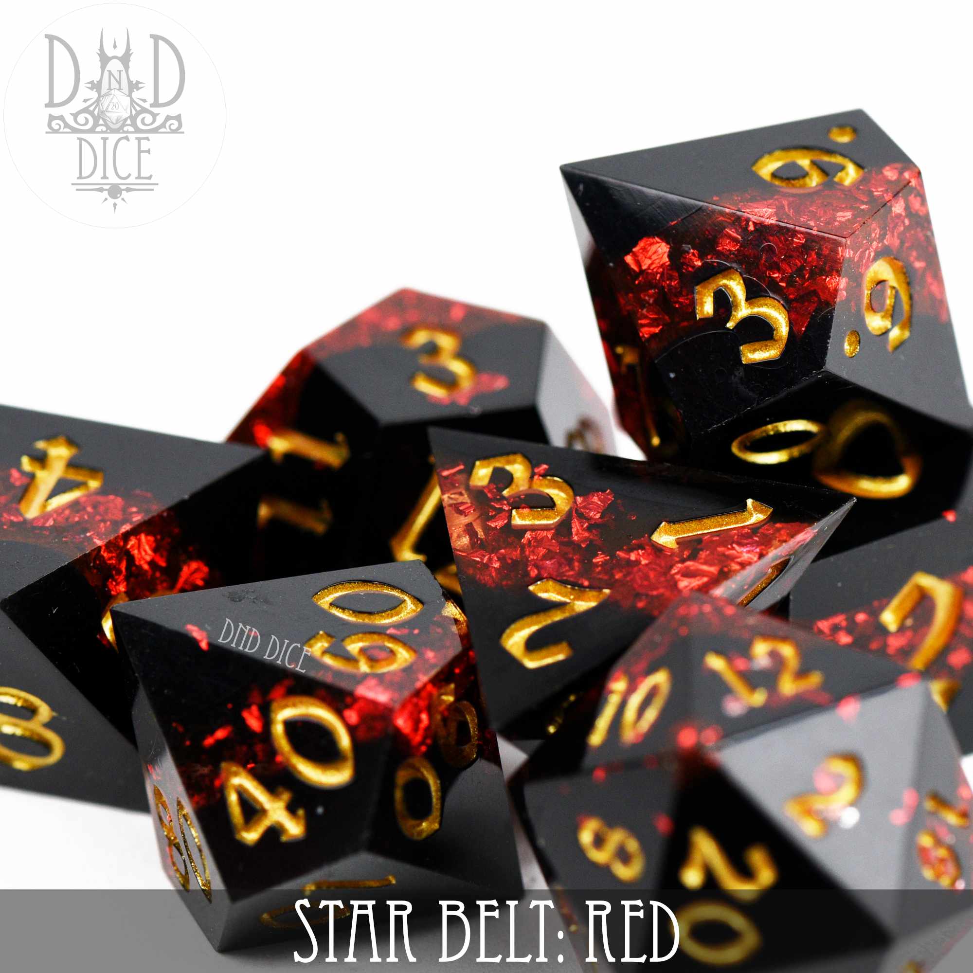 Star Belt: Red Handmade Dice Set