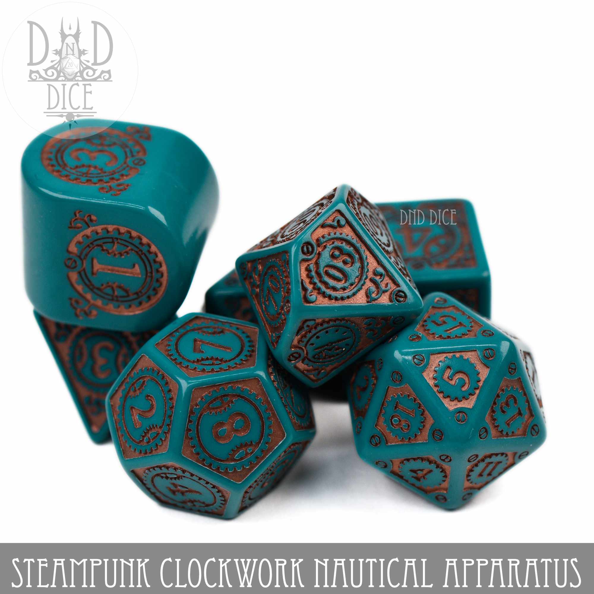 Steampunk Clockwork Nautical Apparatus Dice Set