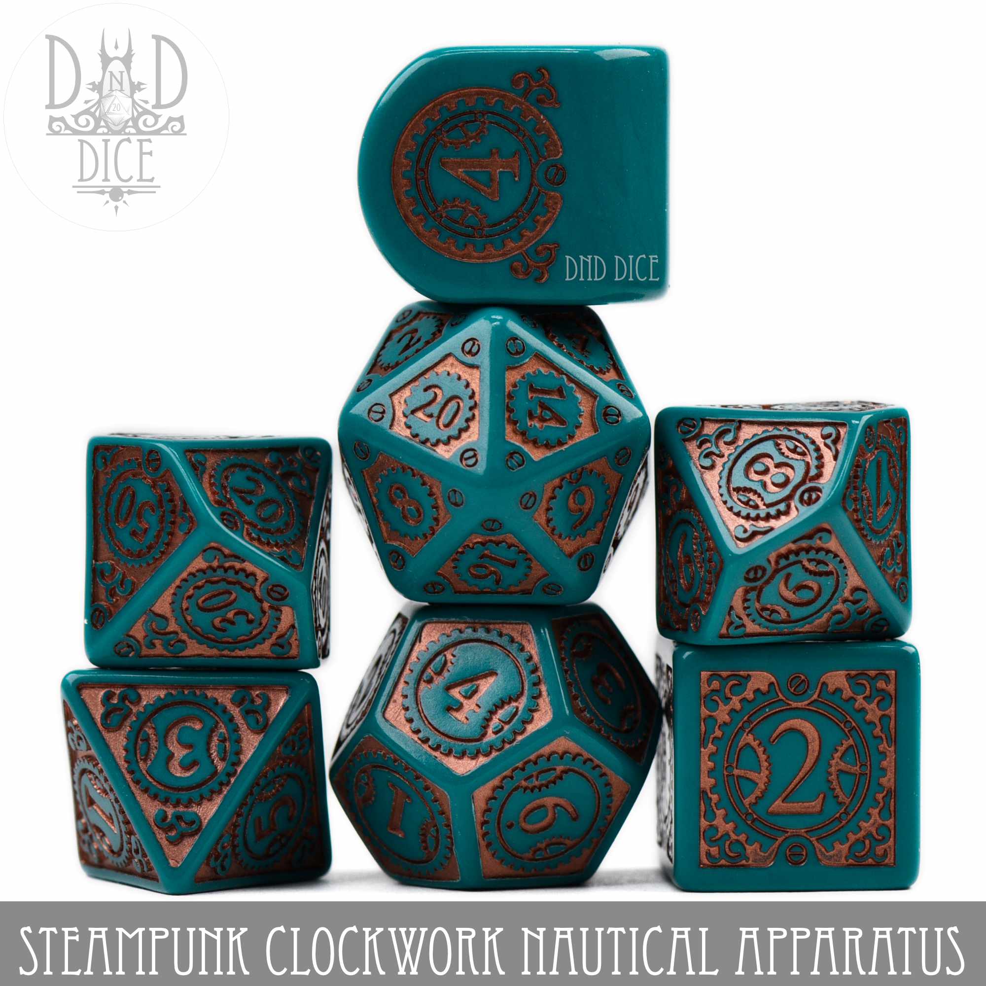 Steampunk Clockwork Nautical Apparatus Dice Set