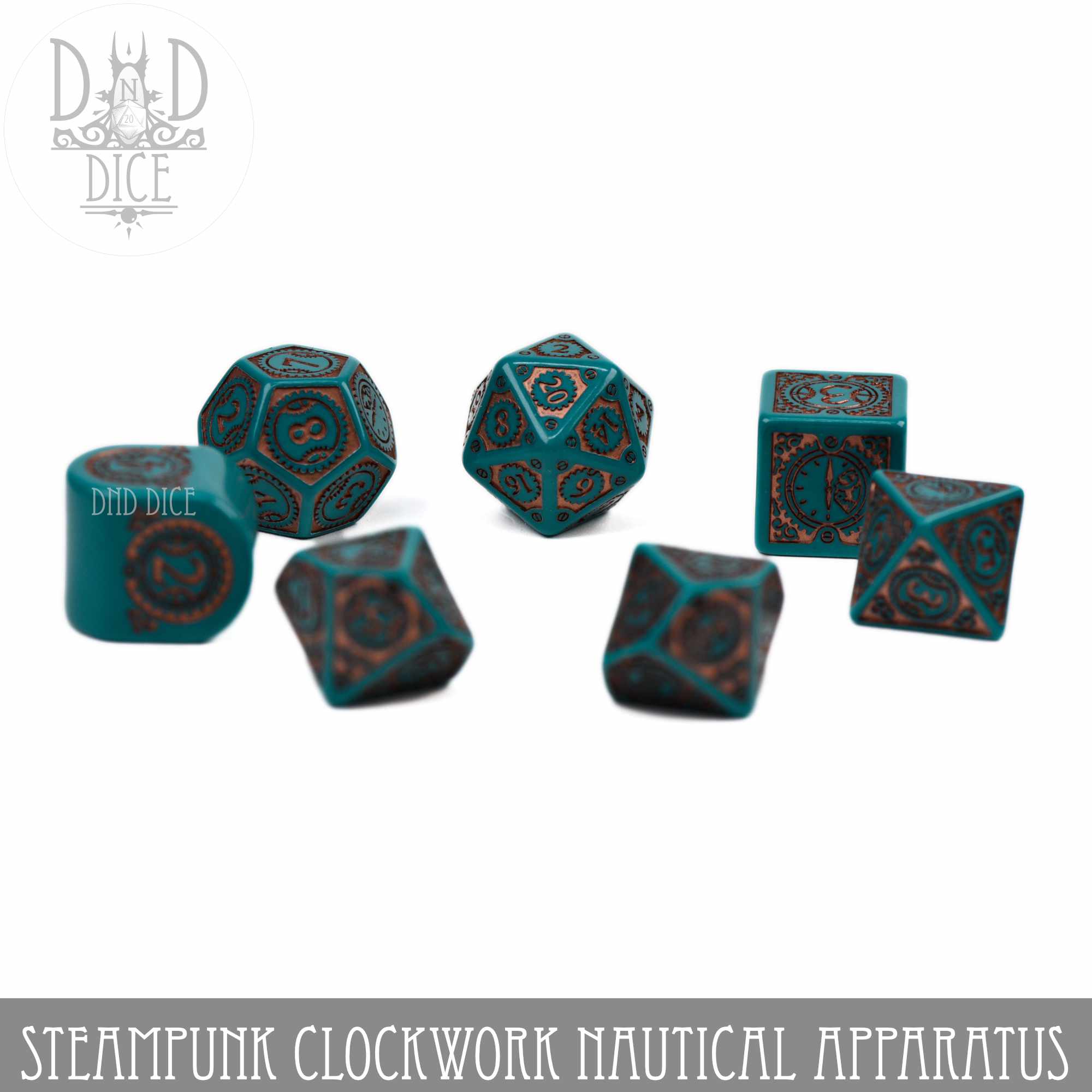 Steampunk Clockwork Nautical Apparatus Dice Set