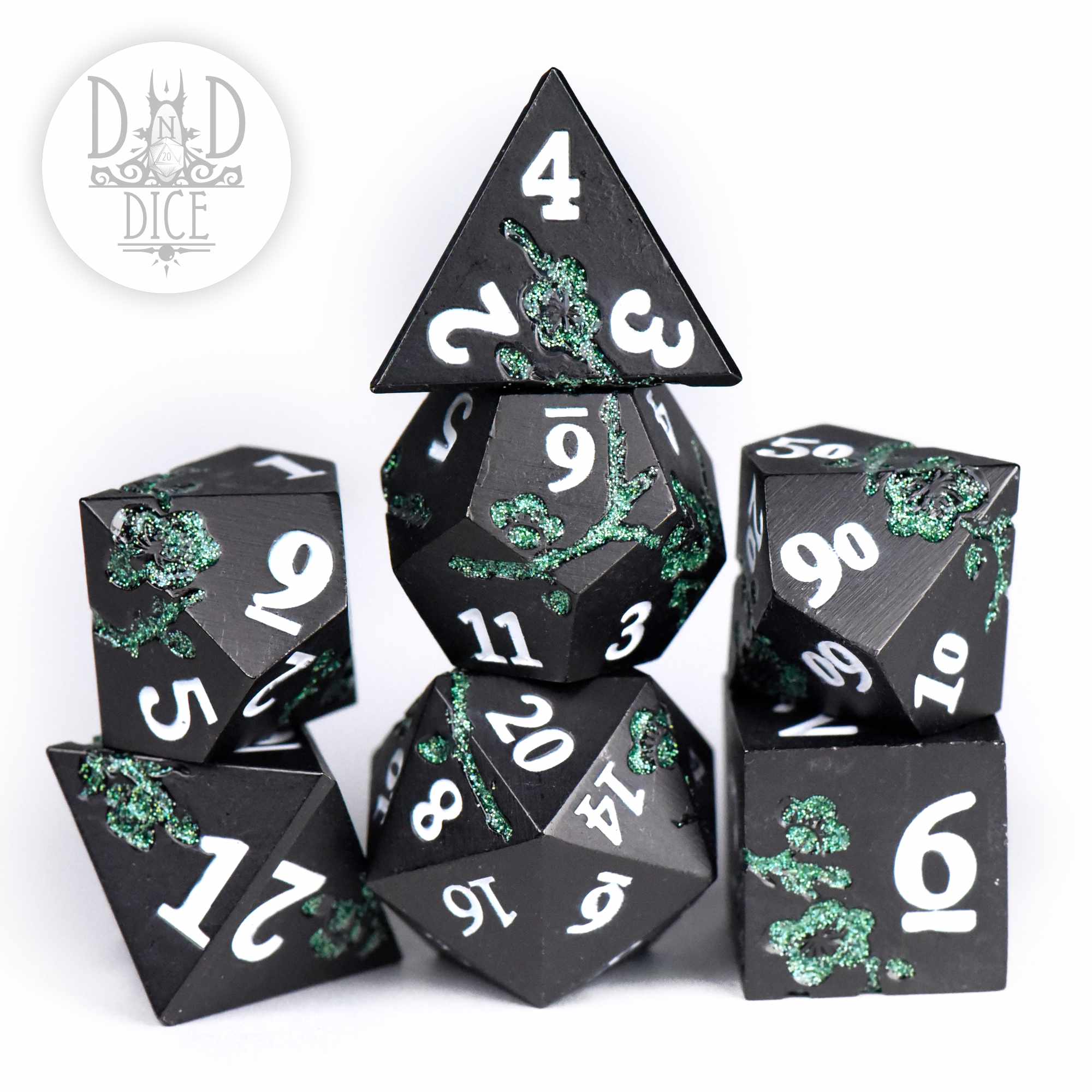 Steel Magnolias Green Metal Dice Set
