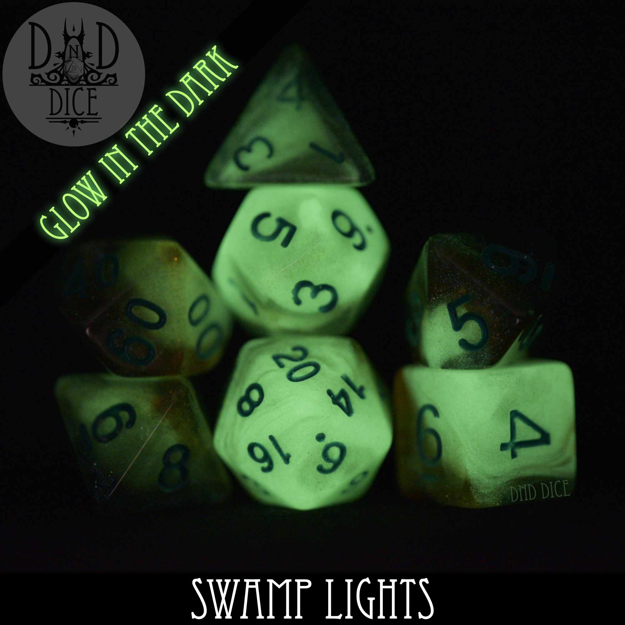 Swamp Lights Glow in the Dark Dice Set