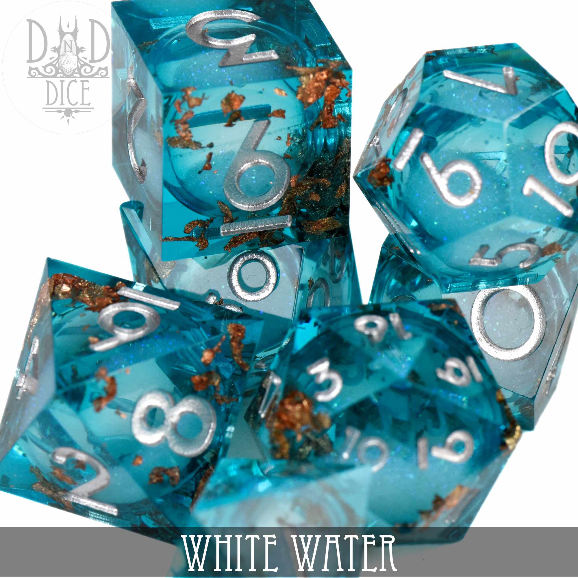 White Water Liquid Core Dice Set