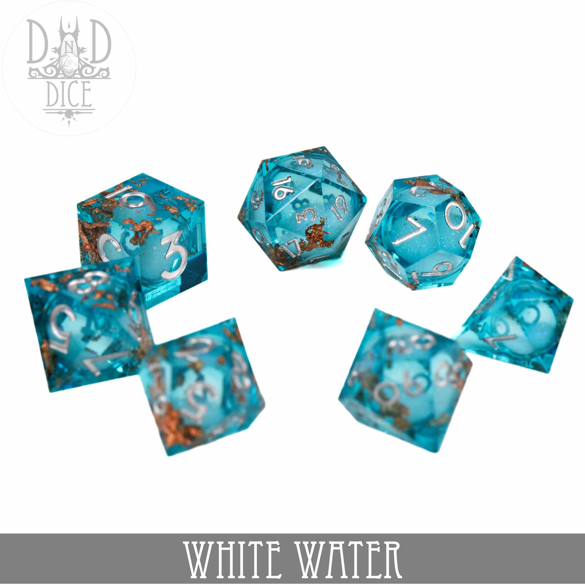 White Water Liquid Core Dice Set