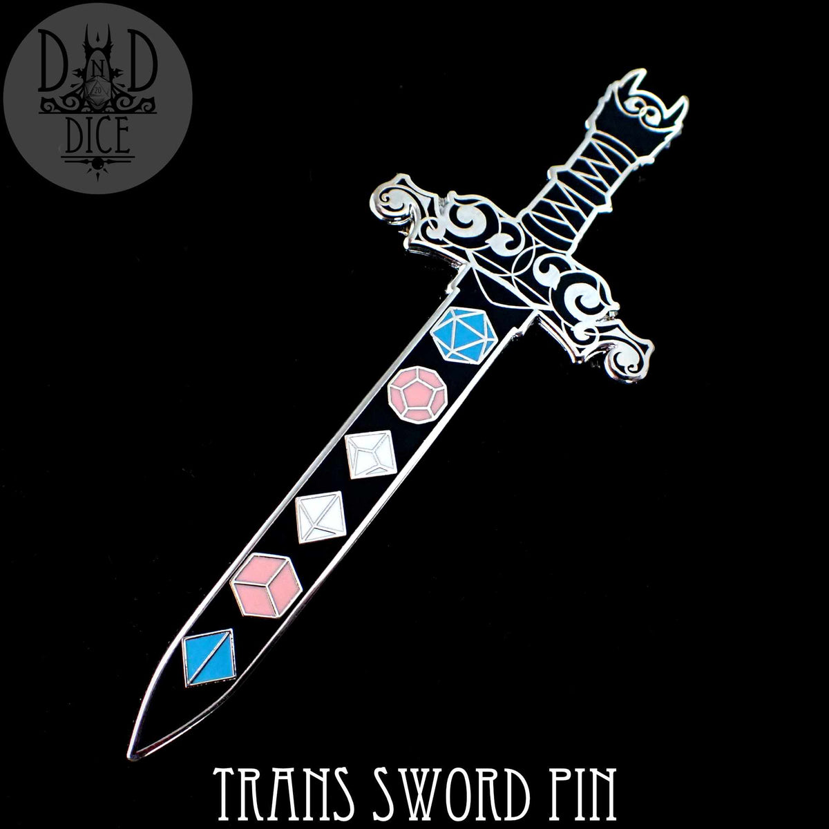Trans Sword Trans Dice Sword Pin