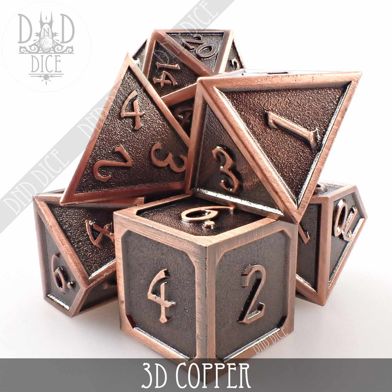 3D Copper Metal Dice Set