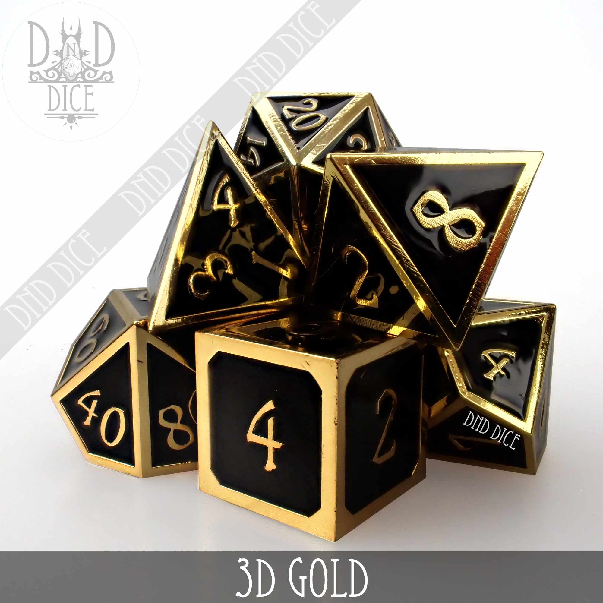 3D Gold Metal Dice Set