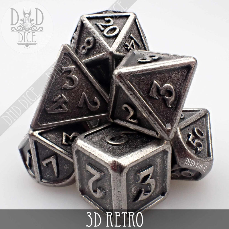 3D Retro Metal Dice Set
