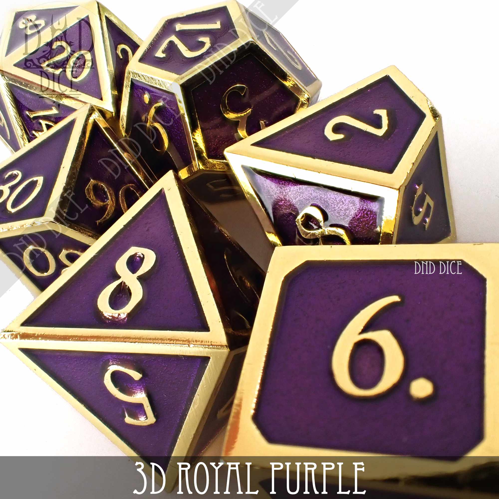 3D Royal Purple Metal Dice Set