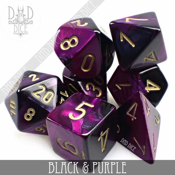 Polyhedral Dice : Gemini purple-steel[並行輸入品] Gemini Purple \u0026 Teal | Blue, Violet Swirls w Gold Ink | Chessex Dice Set (7)