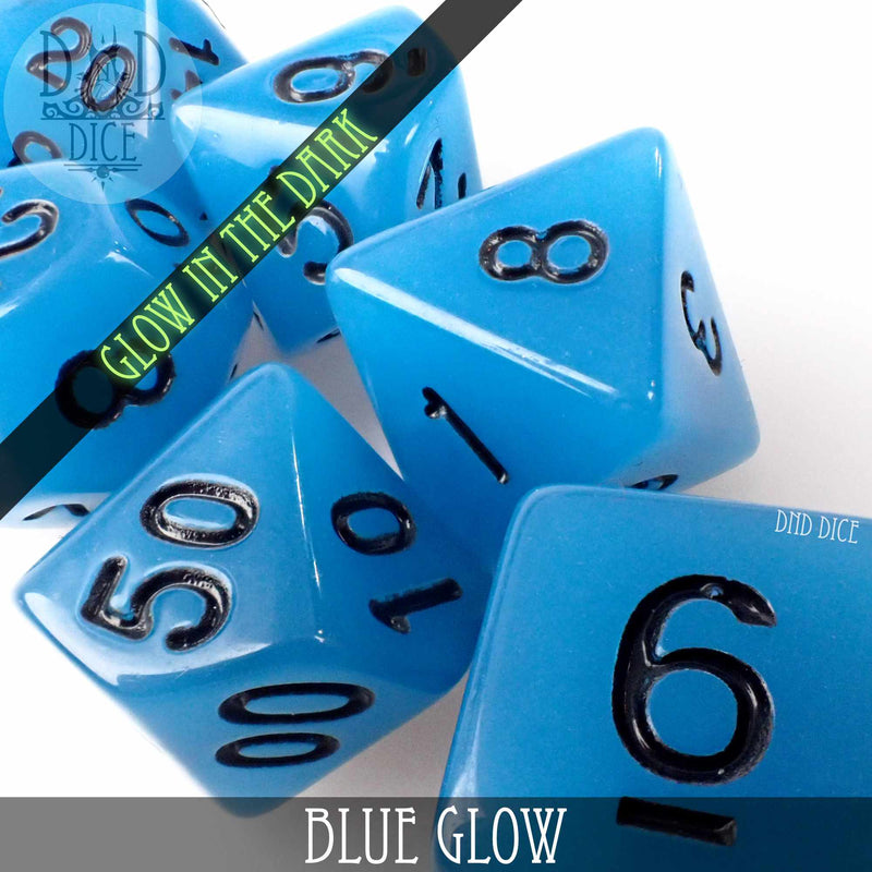 Blue Glow in the Dark Dice Set