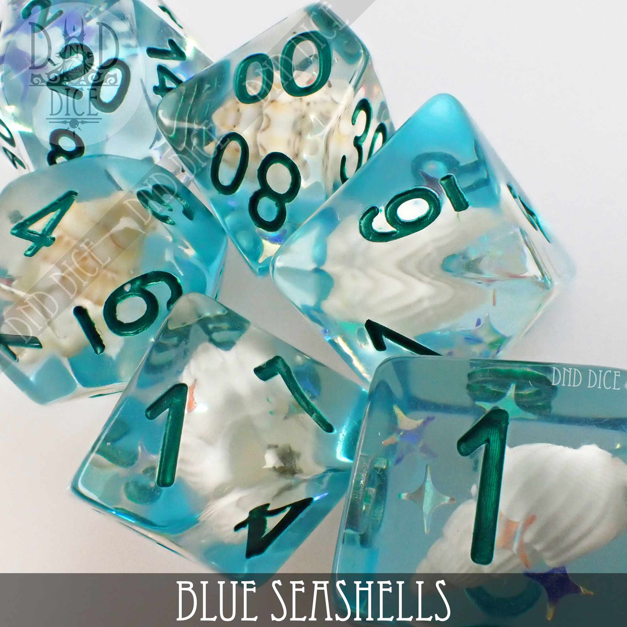 Blue Seashells Dice Set