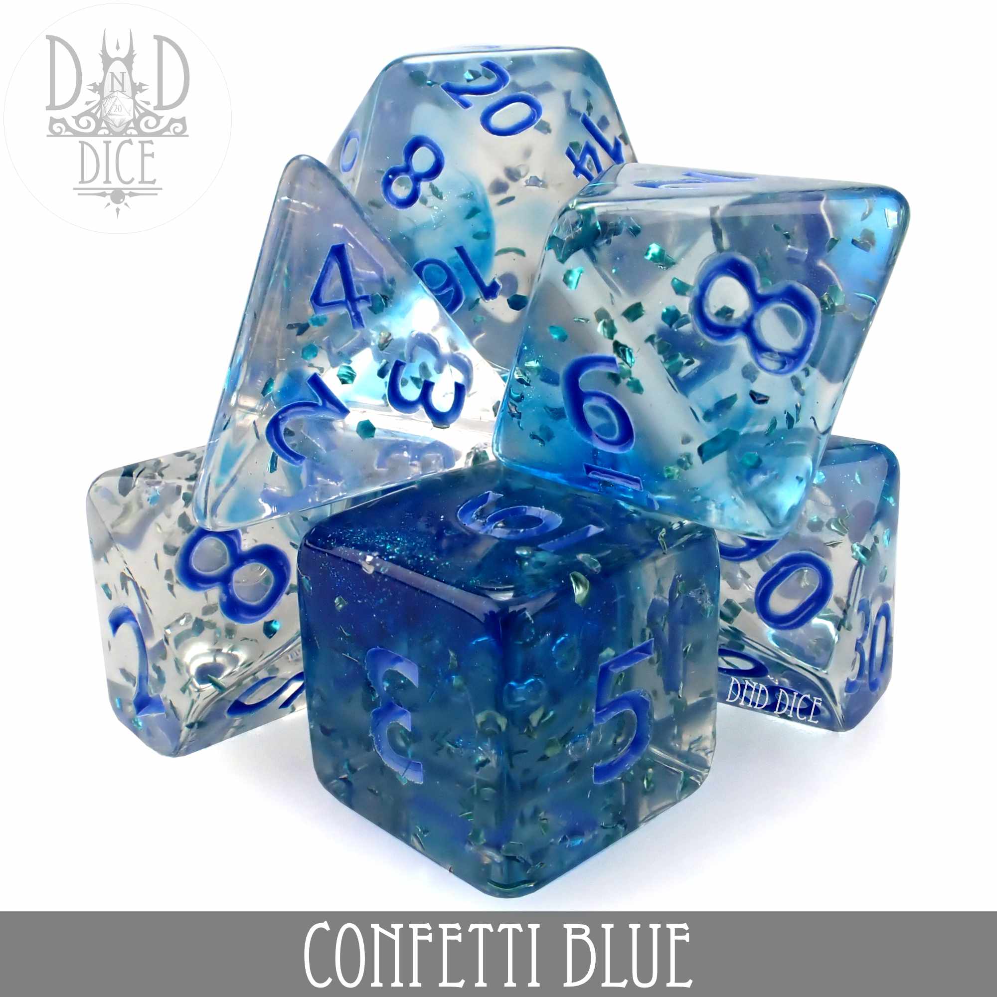 Confetti Blue Dice Set