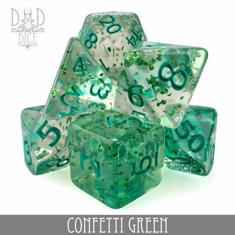 Confetti Green Dice Set